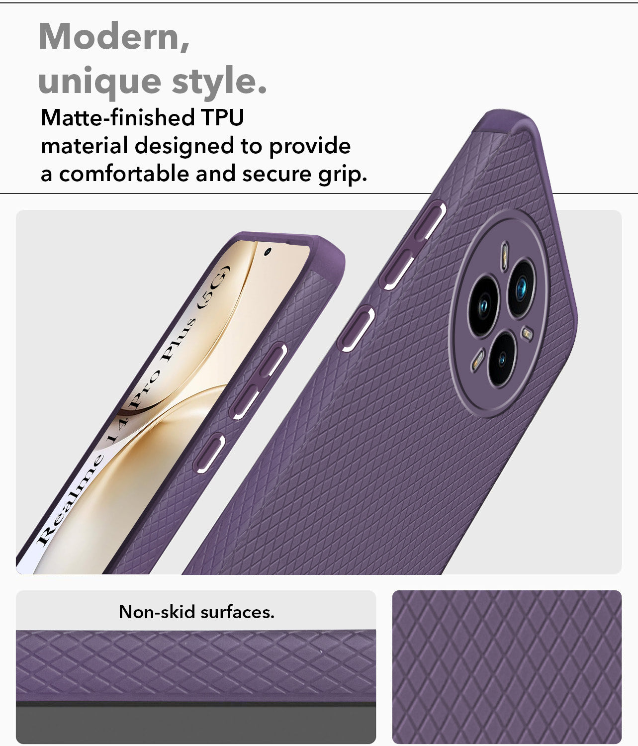 For Realme 14 Pro Plus 5G Back Cover Case (Liquid Silicone | Side Grip | Camera Protection)