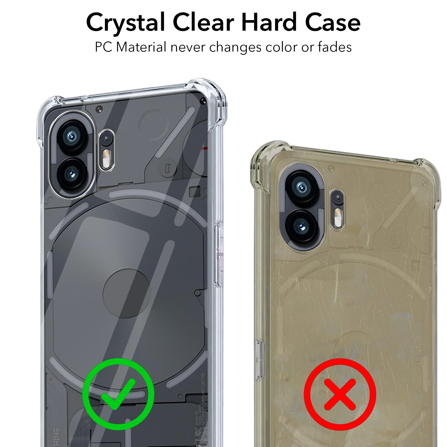 For Nothing Phone 2 Shockproof Crystal-Clear Back Cover (Drop & Camera Protection | Hard Polycarbonate)