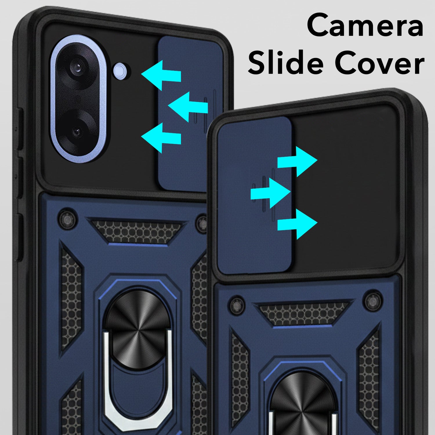 For Oneplus Nord CE 5 Back Cover Case (Sliding Shutter Camera Protection | Polycarbonate |Ring Holder Kickstand)