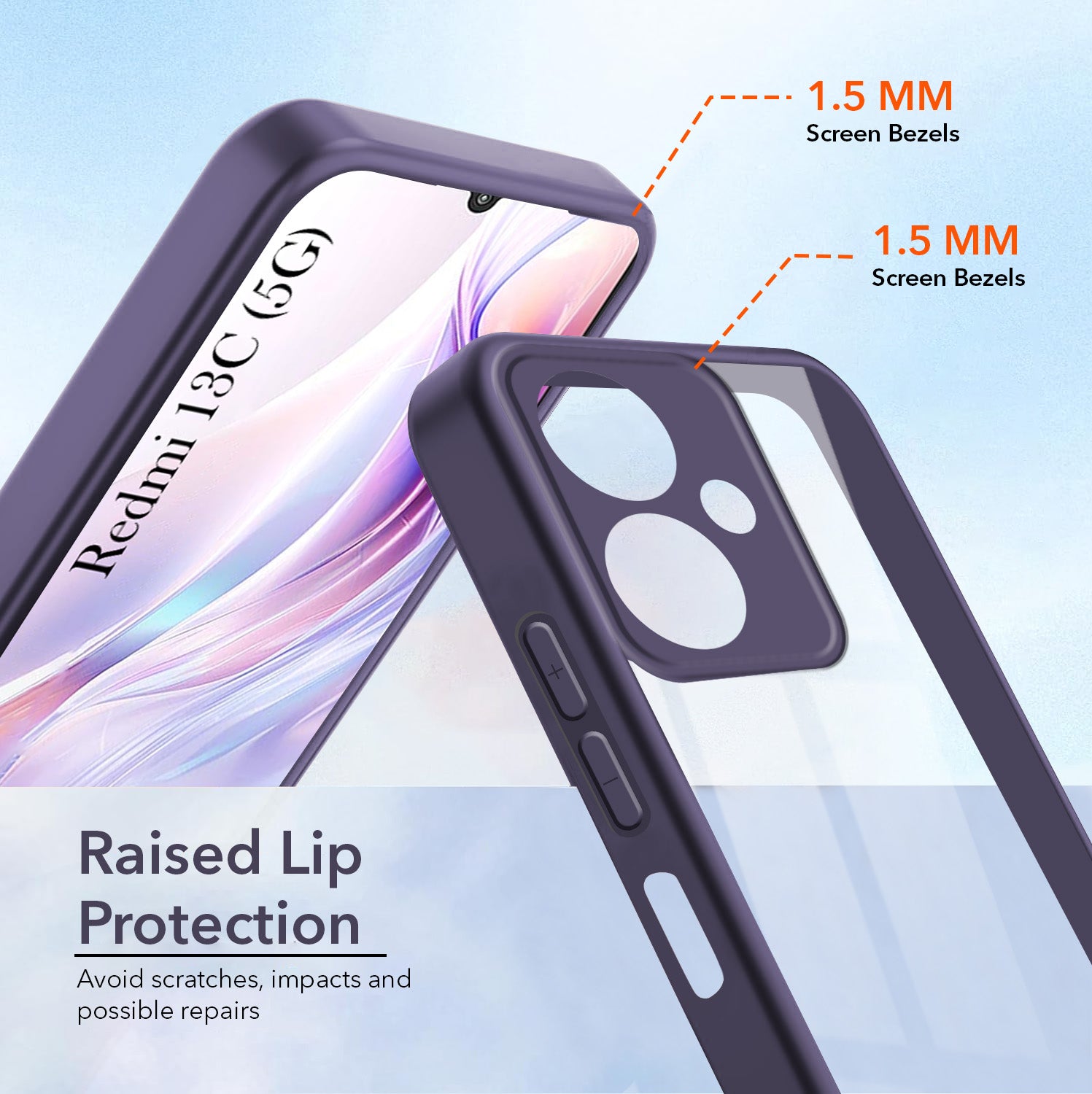 For Redmi 13C 5G Back Cover Case Ultra-Hybrid (Lifetime Anti Yellow | Anti Scratch | Crystal Clear Shockproof)