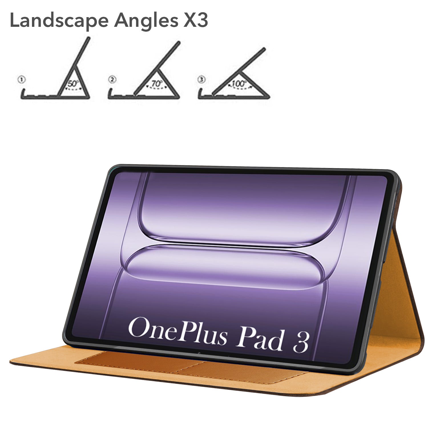 For OnePlus Pad 3 13.2 Inch OPD2415 Flip Cover Folio Cover (PU Leather | Multi-Angle Smart Stand | Card Storage Slots | Silicone Back Pouch)