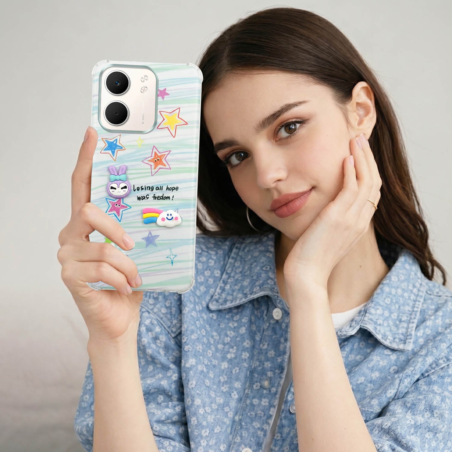For Oppo A5X Back Cover Case (3D Cute Cartoons | Hard Back Side Soft | Matte Premium Finish | HD Printing)
