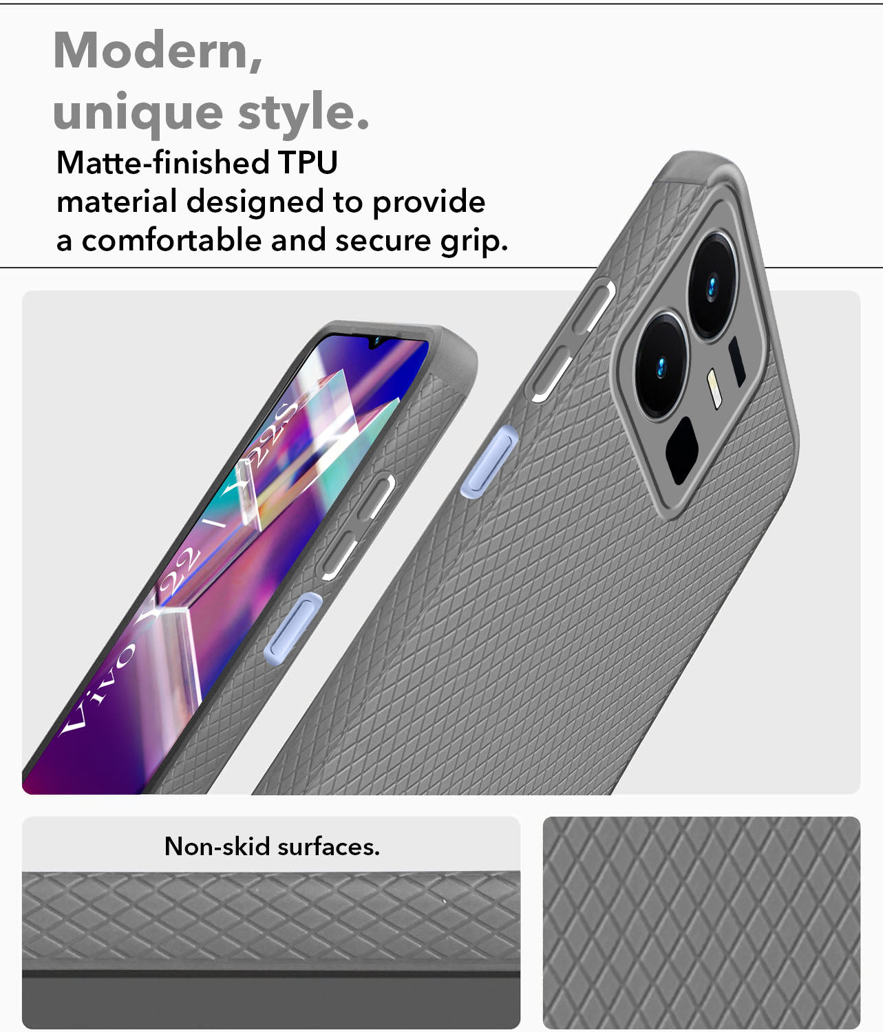 For Vivo Y22 | Vivo Y22s Back Cover Case Liquid Silicone (Camera Protection | Side Grip Texture | Soft and Flexible)