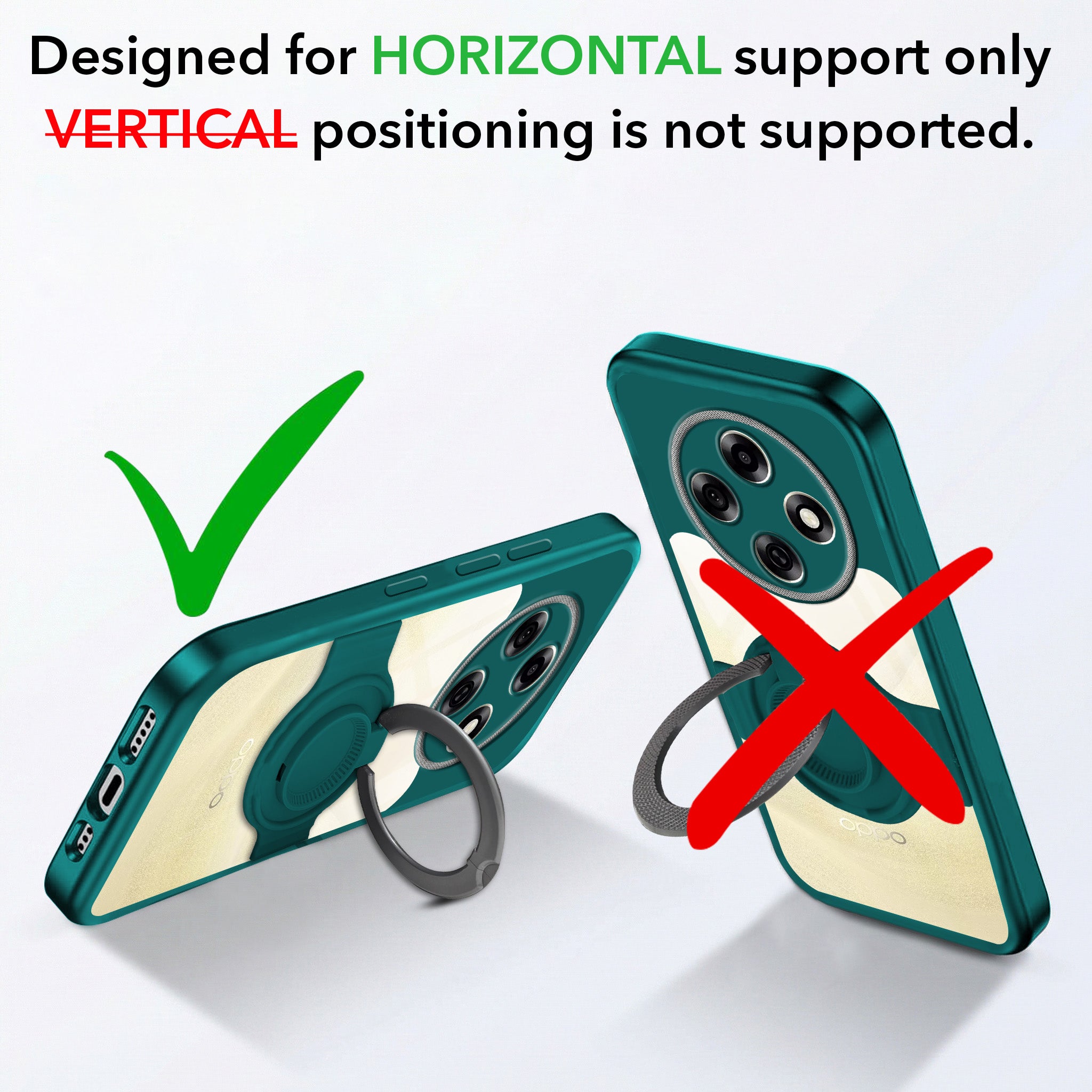 For Oppo F31 Pro Back Cover Case with stand (Built-in Ring Holder Kickstand | Lifetime Anti Yellow | Camera Protection)