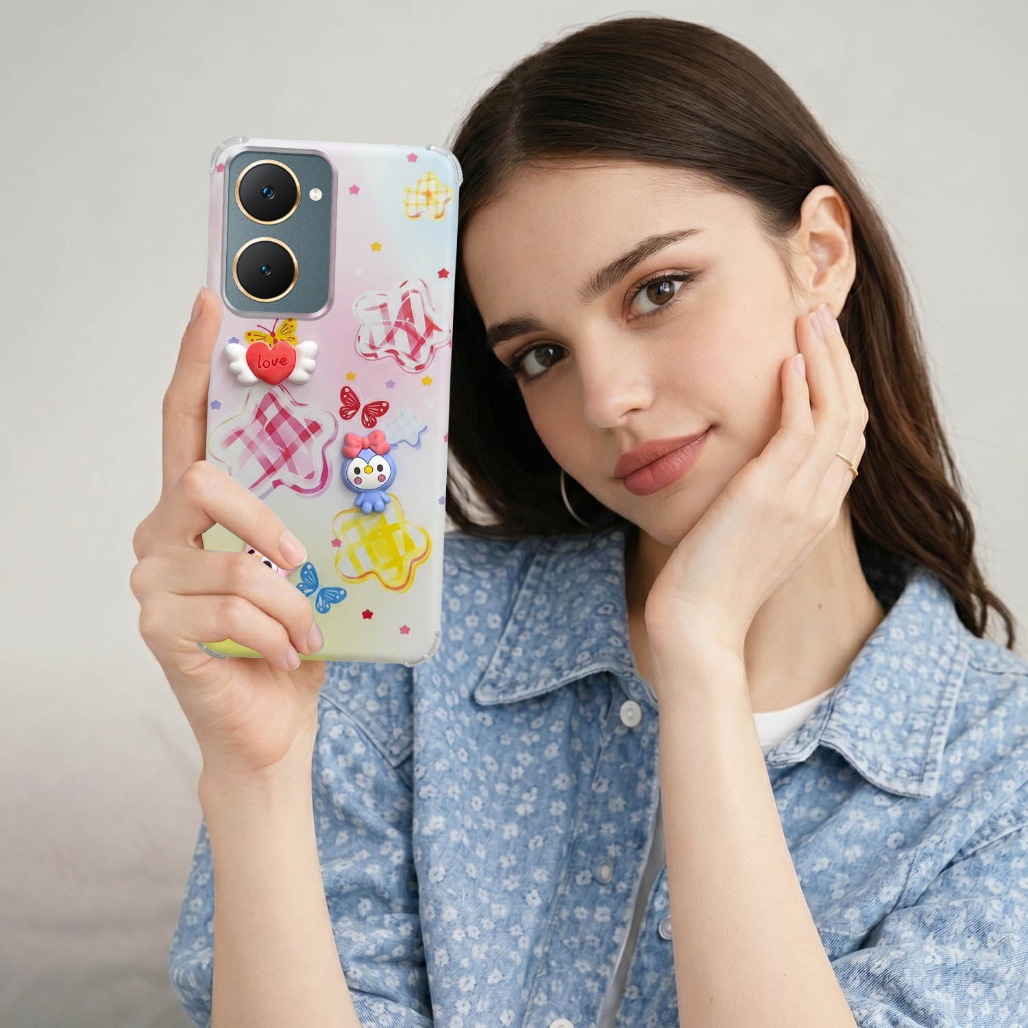 For Vivo Y18 | Y18e | Y03 | Y18i | Y18t Back Cover Case (3D Cute Cartoons | Hard Back Side Soft | Matte Premium Finish | HD Printing)