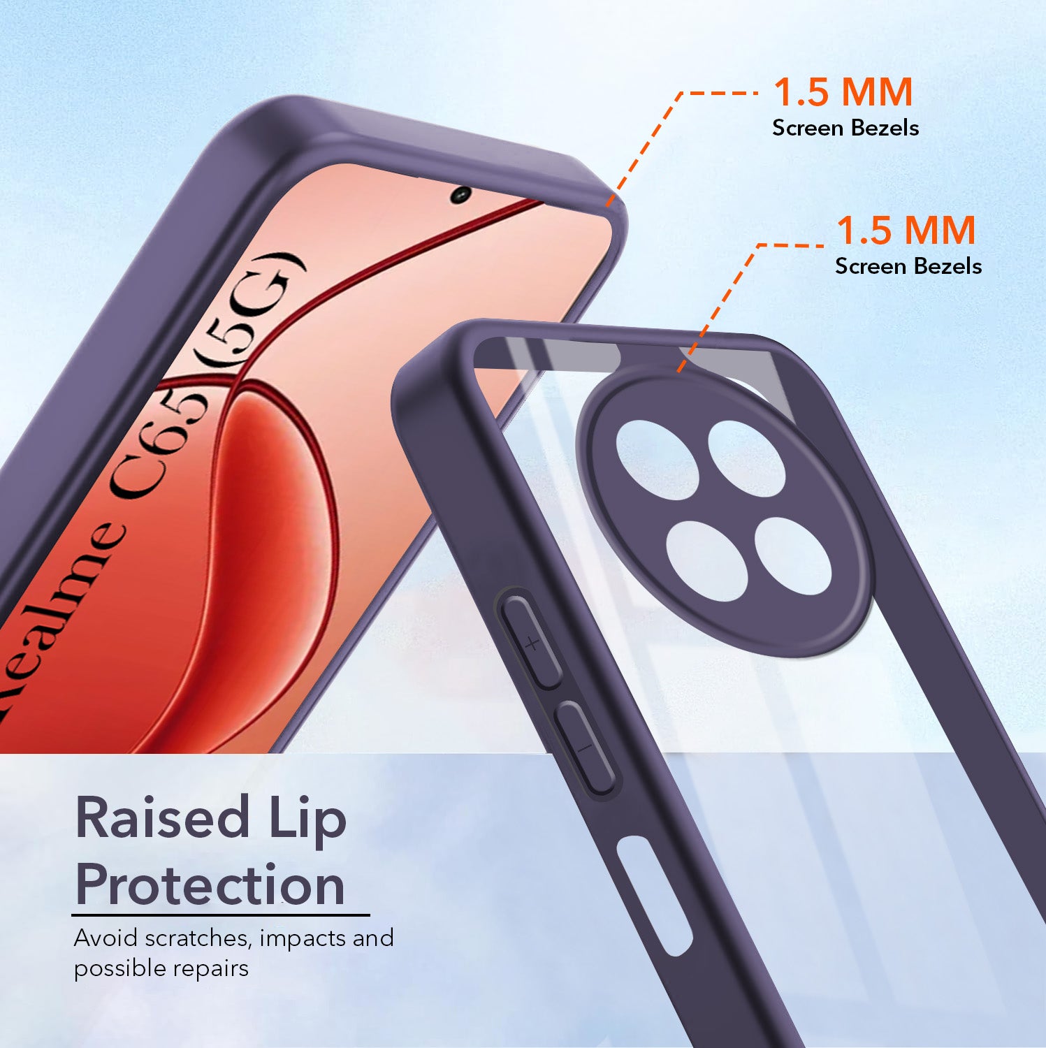 For Realme C65 5G Back Cover Case Ultra-Hybrid  (Lifetime Anti Yellow | Anti Scratch | Crystal Clear Shockproof)