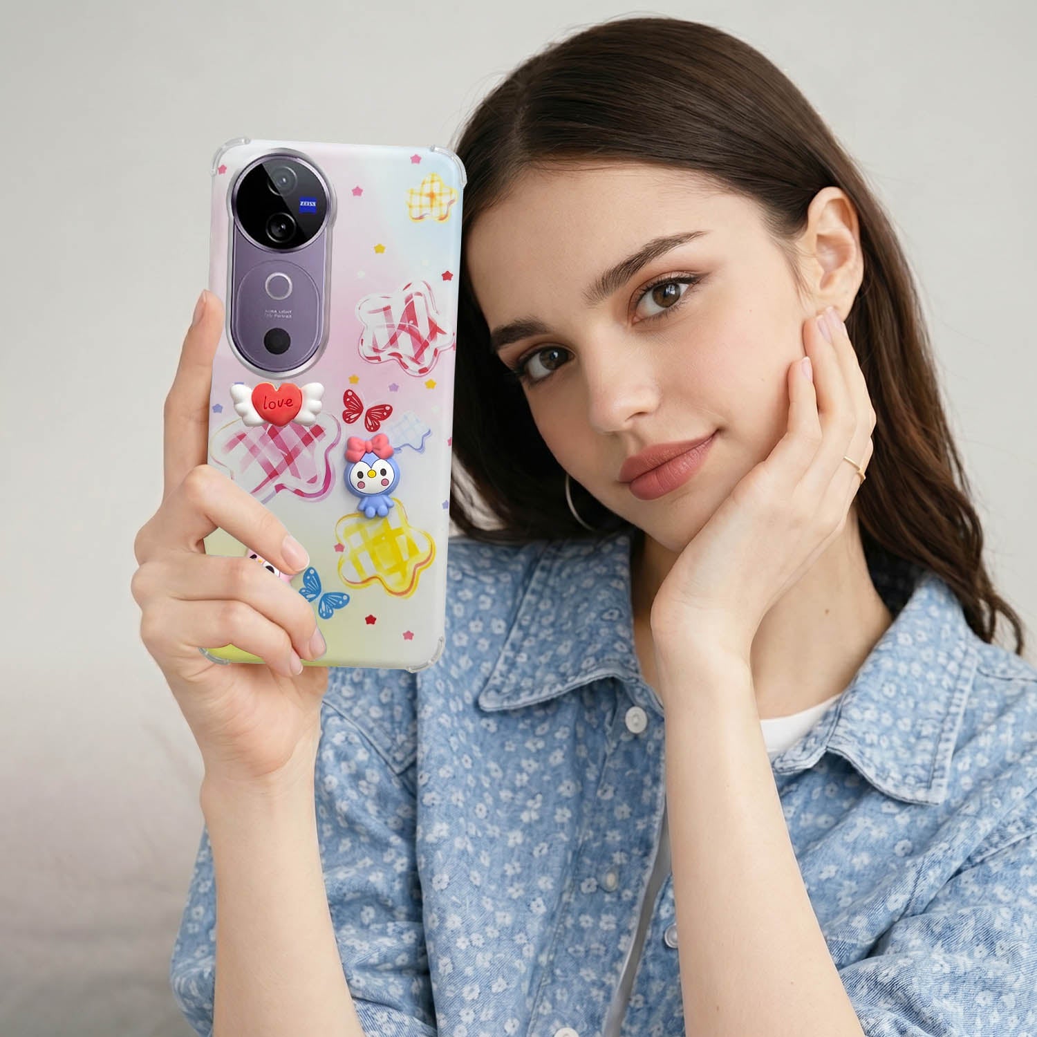For Vivo V40 | Vivo V40 Pro 5G Back Cover Case (3D Cute Cartoons | Hard Back Side Soft | Matte Premium Finish | HD Printing)