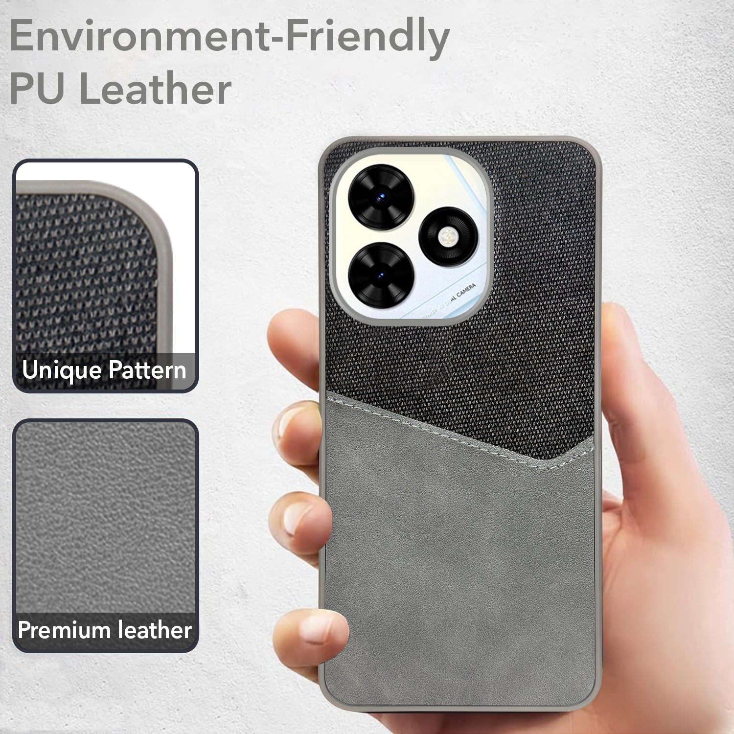 For Tecno Pop 8 Back Cover Case (Dual PU Leather Stitch | Professional Minimalist | Soft and Flexible)