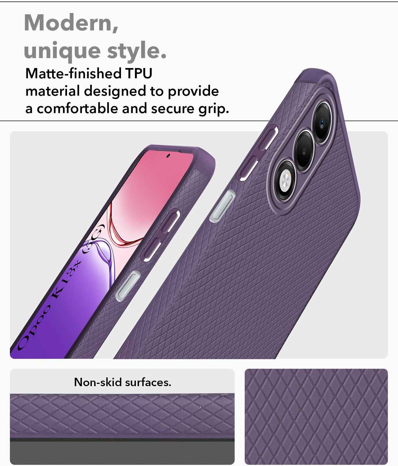 For Oppo K13X Back Cover Case Liquid Silicone (Camera Protection | Side Grip Texture | Soft and Flexible)