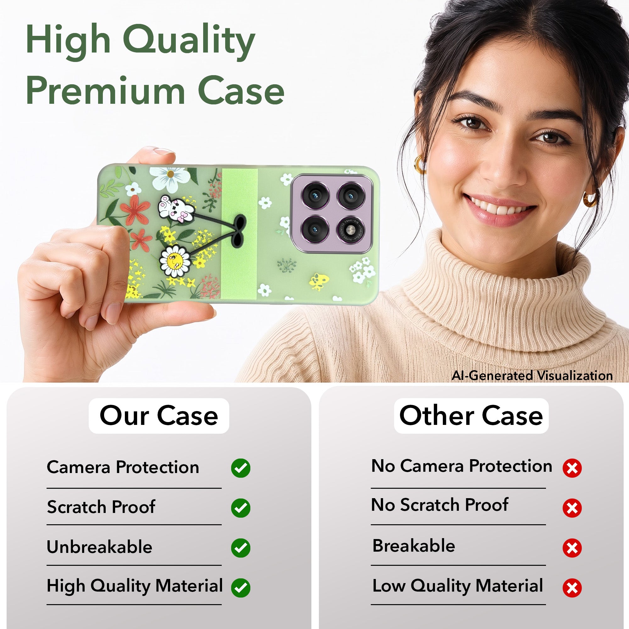 For Motorola Moto Edge 60 Pro Back Cover Case (3D Cute Cartoons | Hard Back Side Soft | Matte Premium Finish | HD Printing)