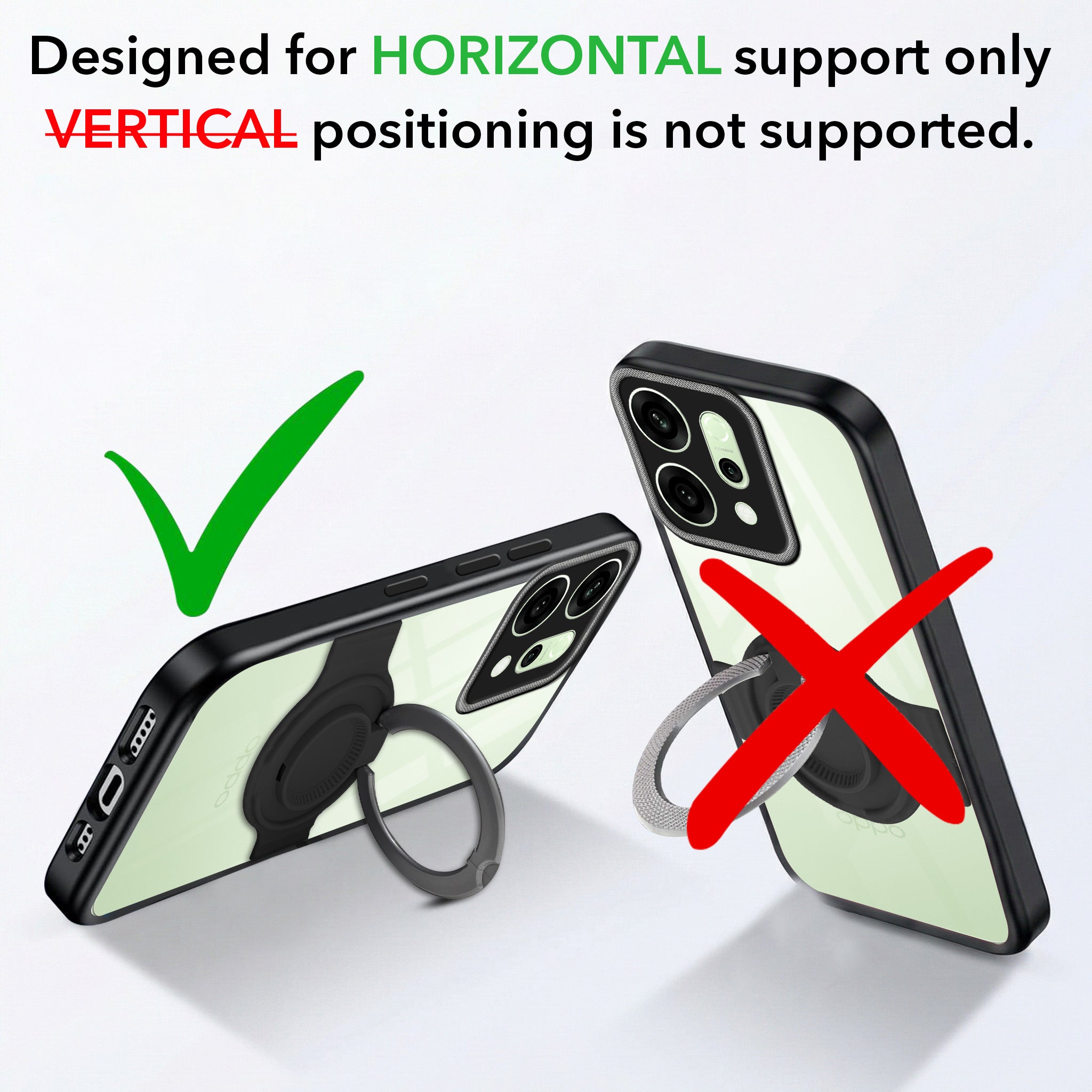 For Oppo Reno14 5G | Oppo Reno 14 5G Back Cover Case with stand (Built-in Ring Holder Kickstand | Lifetime Anti Yellow | Camera Protection)