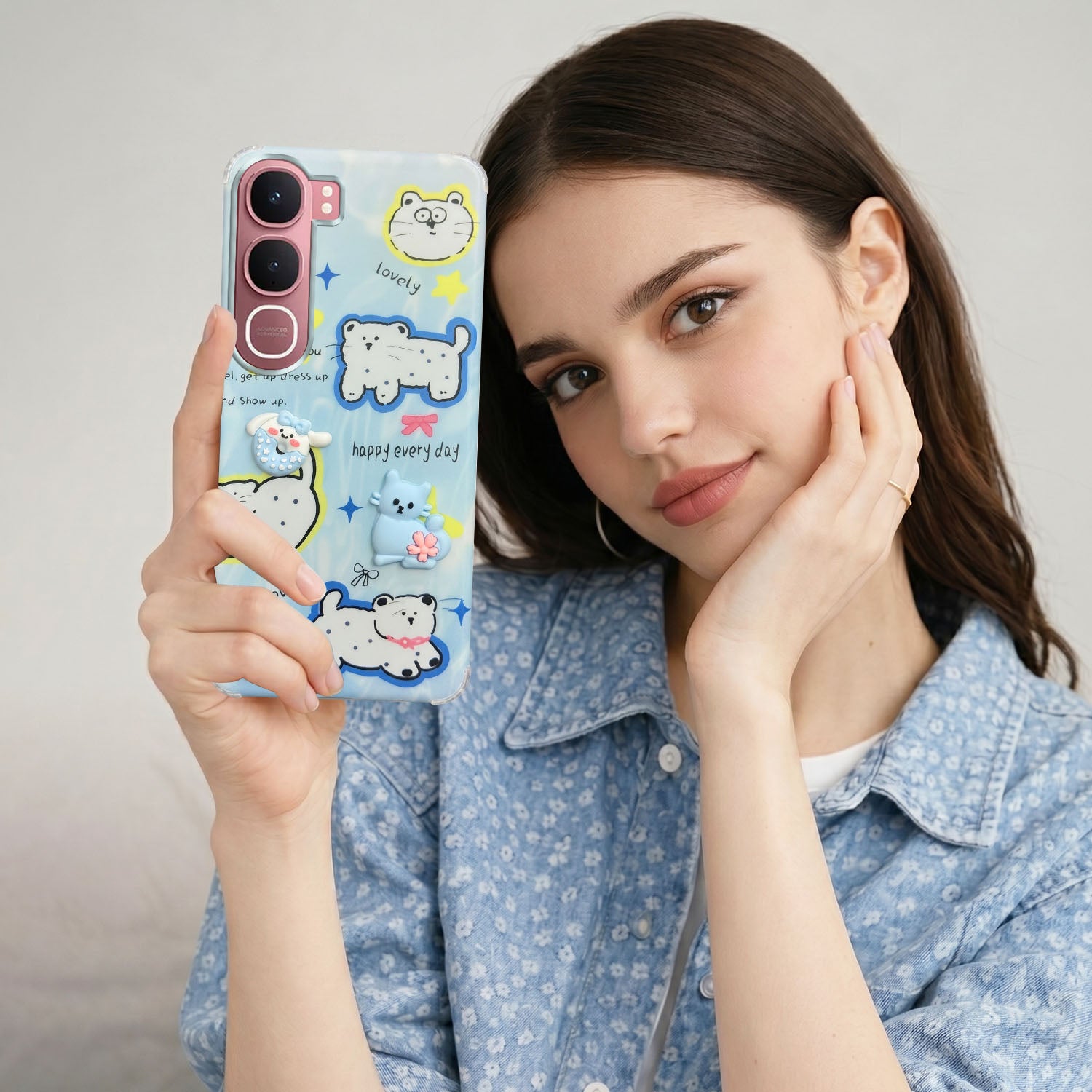 For Vivo Y31 5G Back Cover Case (3D Cute Cartoons | Hard Back Side Soft | Matte Premium Finish | HD Printing)