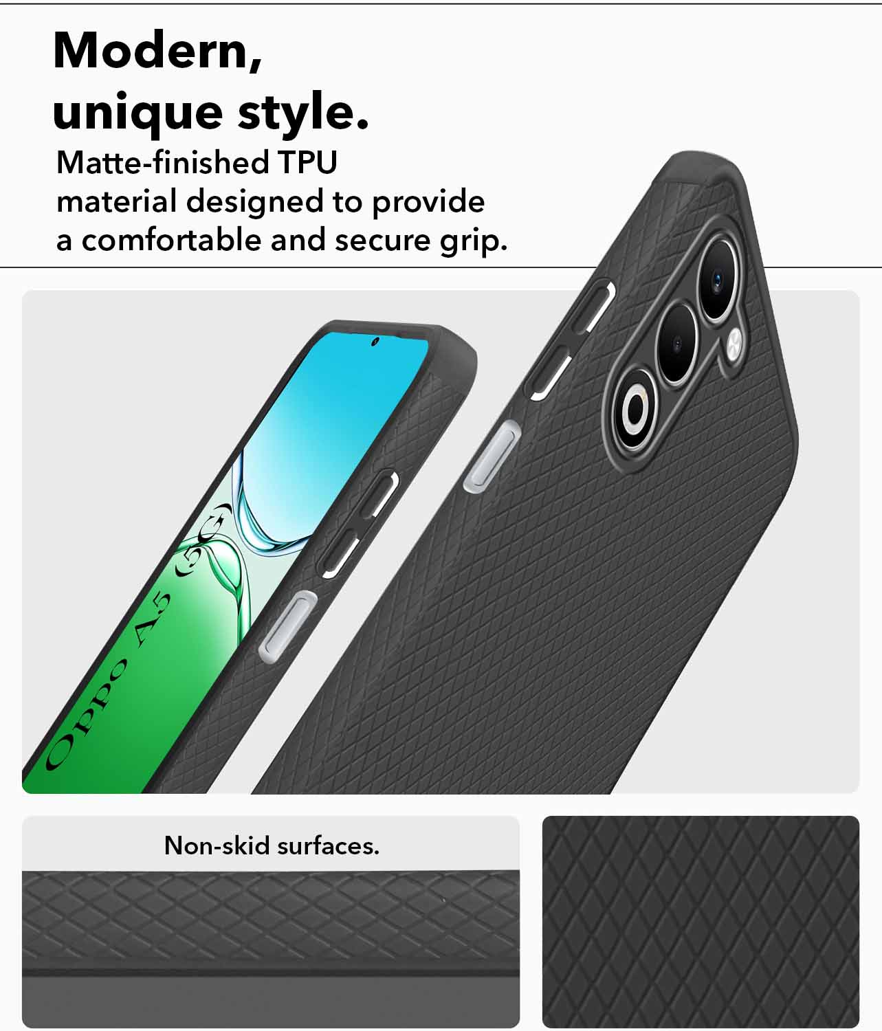For Oppo A5 5G Back Cover Case (Liquid Silicone | Side Grip | Camera Protection)