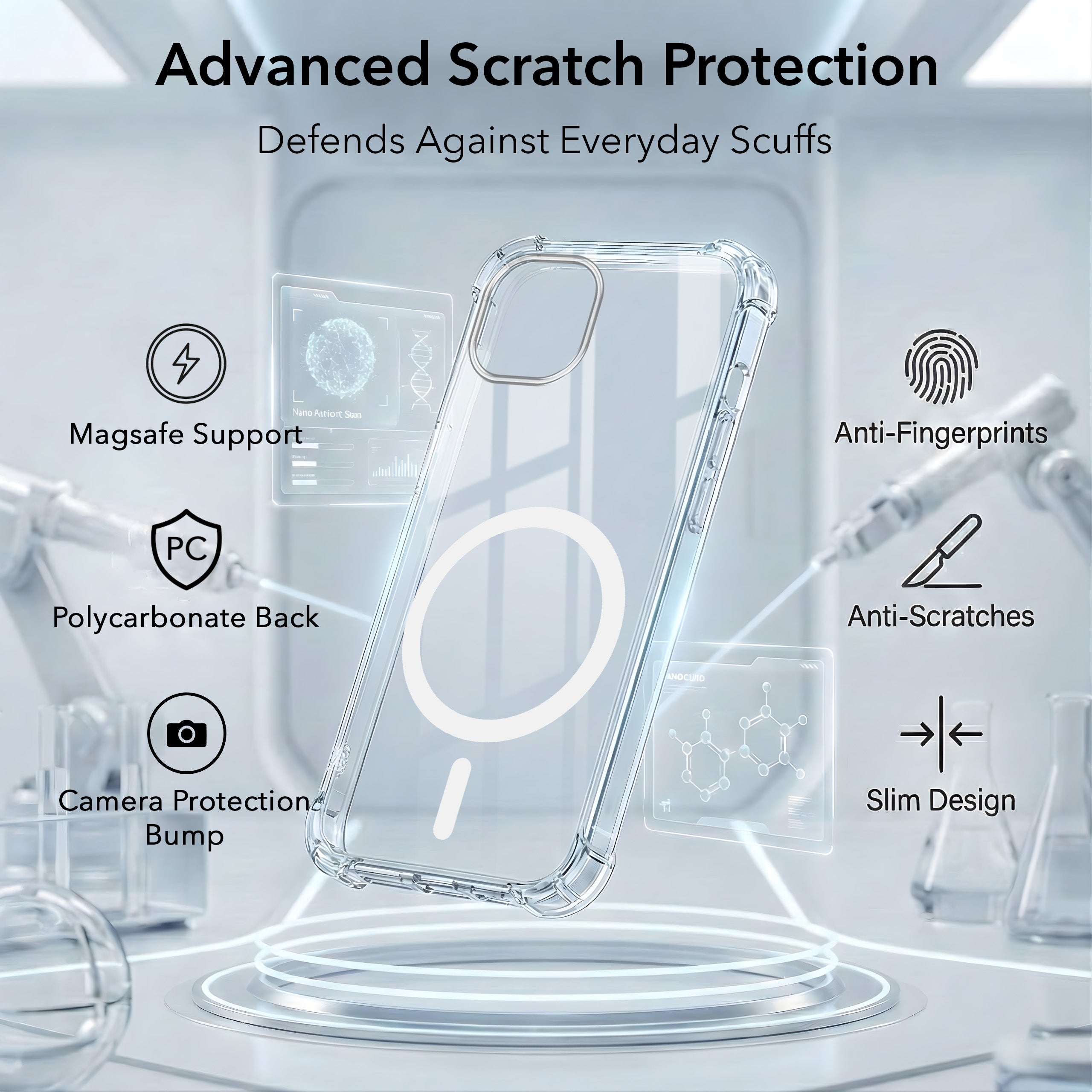 For Apple iPhone 13 Back Cover Shockproof Crystal-Clear (Magsafe Wireless Support | Drop & Camera Protection | Hard Polycarbonate)