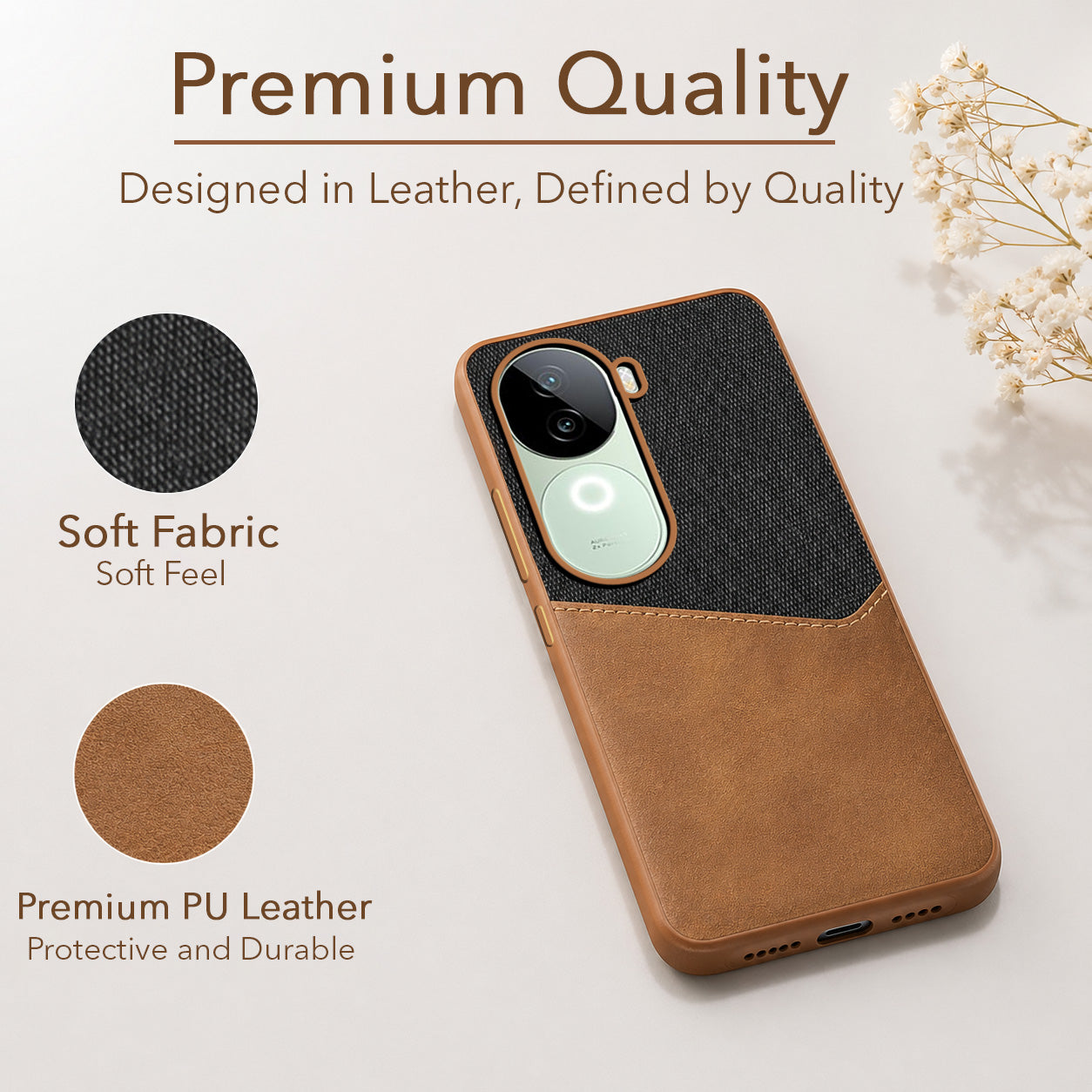 For Vivo iQOO Z9s Back Cover Case (Dual PU Leather Stitch | Professional Minimalist | Soft and Flexible)