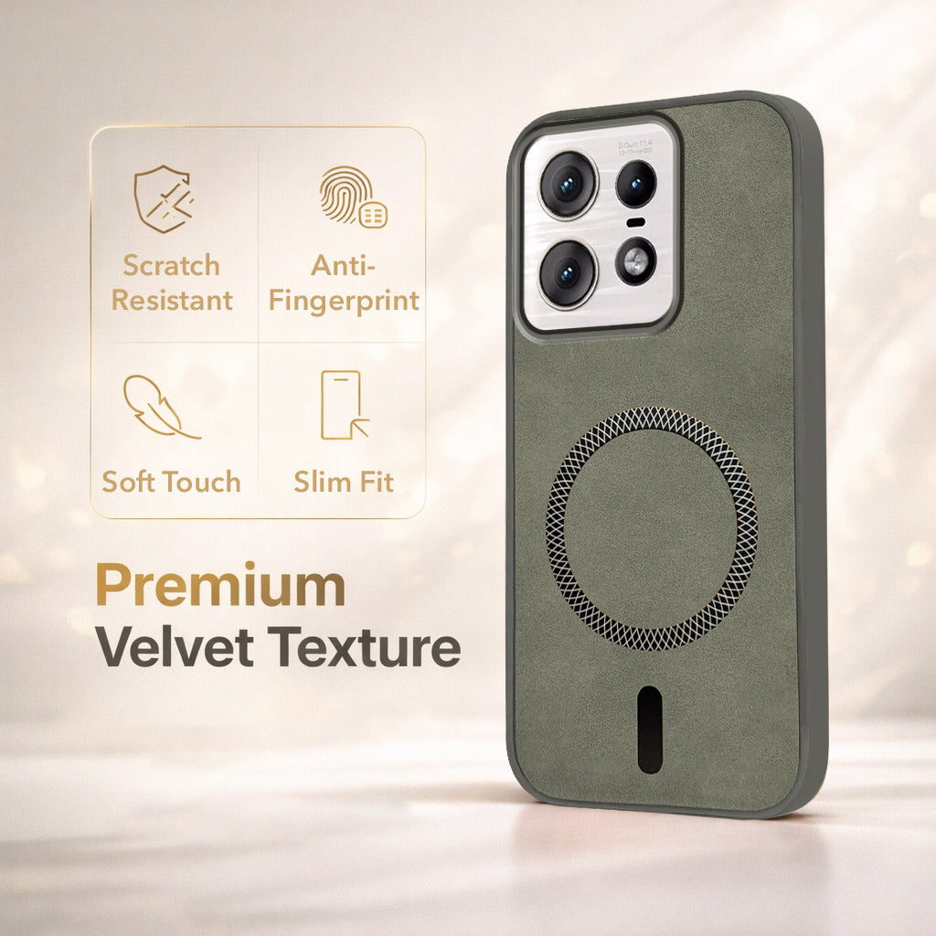 For Motorola Moto Edge 50 Pro Back Cover Case Leather Finish(MagSafe Compatible Wireless Charging | Soft Touch | Camera Bump Protection)