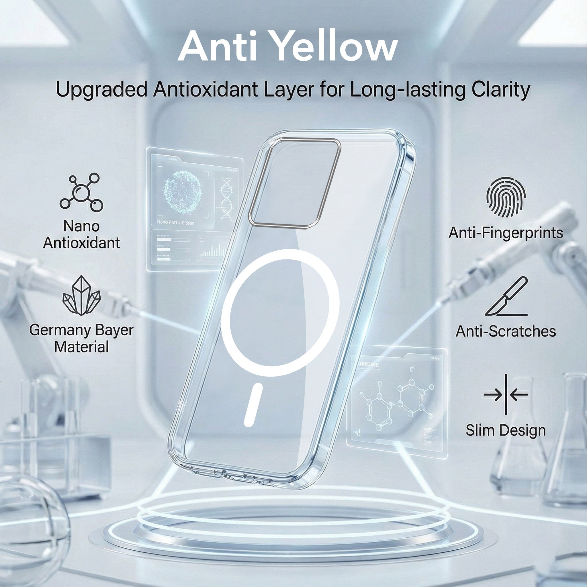 For Motorola Moto Edge 50 Neo Back Cover Case Lifetime Anti-Yellow MagSafe Compatible Clear (Sleek Hard Crystal | Shockproof and Camera Protection)