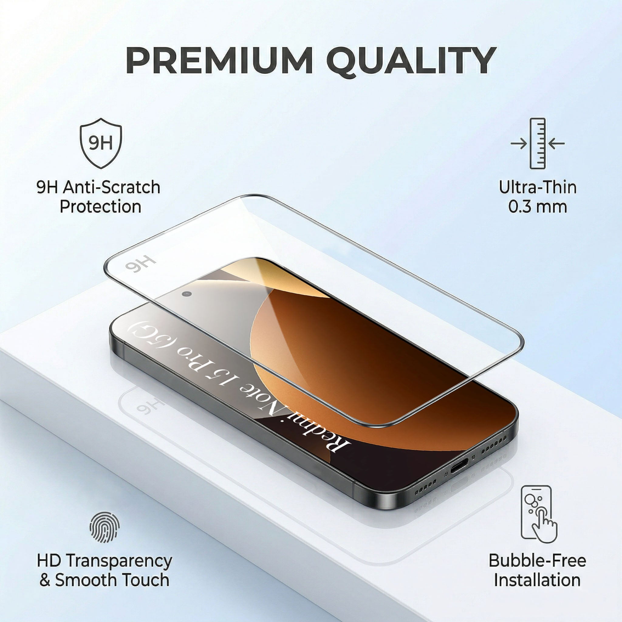 For Xiaomi Redmi Note 15 Pro 5G Combo with Back Cover and 9H Tempered Glass (Liquid Silicone | Camera Protection | Oleophobic Coating Screen Glass)