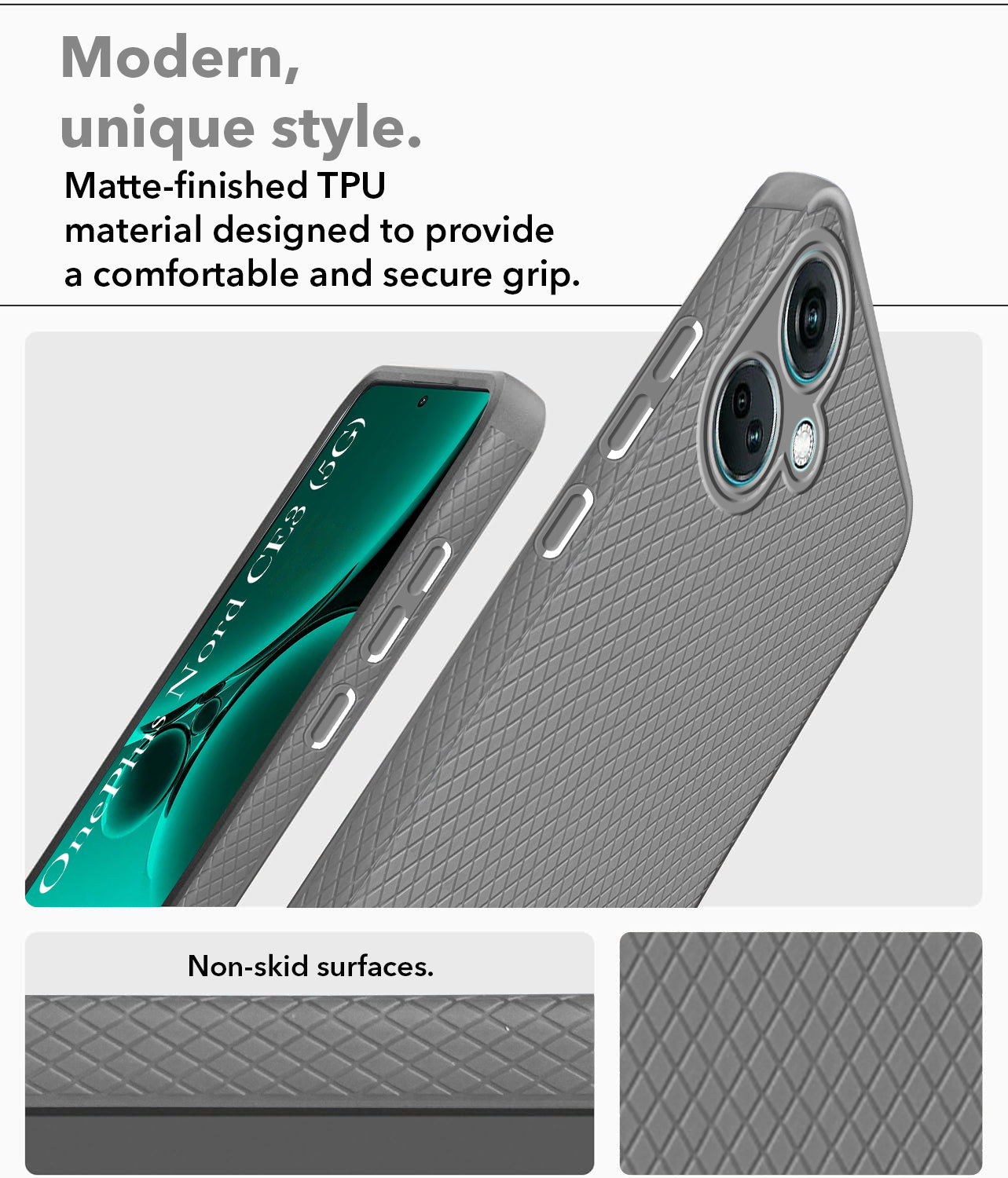 For Oneplus Nord CE 3 Back Case Cover (Liquid Silicone |  Camera Protection | Side Grip)