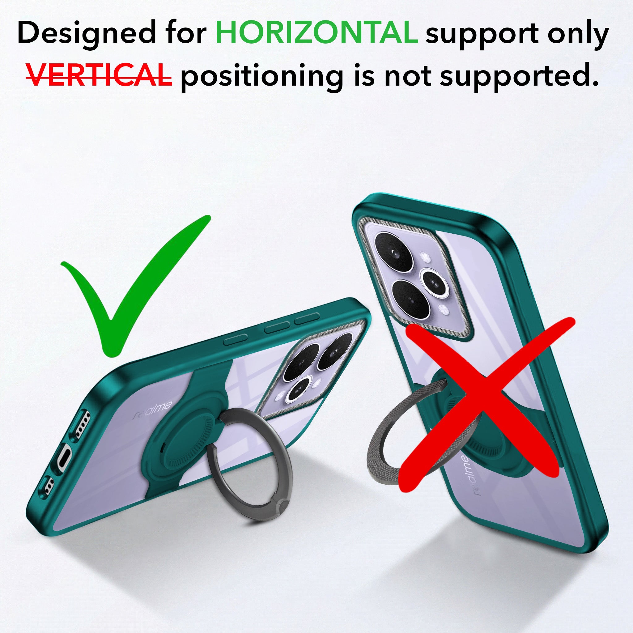 For Realme 15 Pro Back Cover Case with stand (Built-in Ring Holder Kickstand | Lifetime Anti Yellow | Camera Protection)