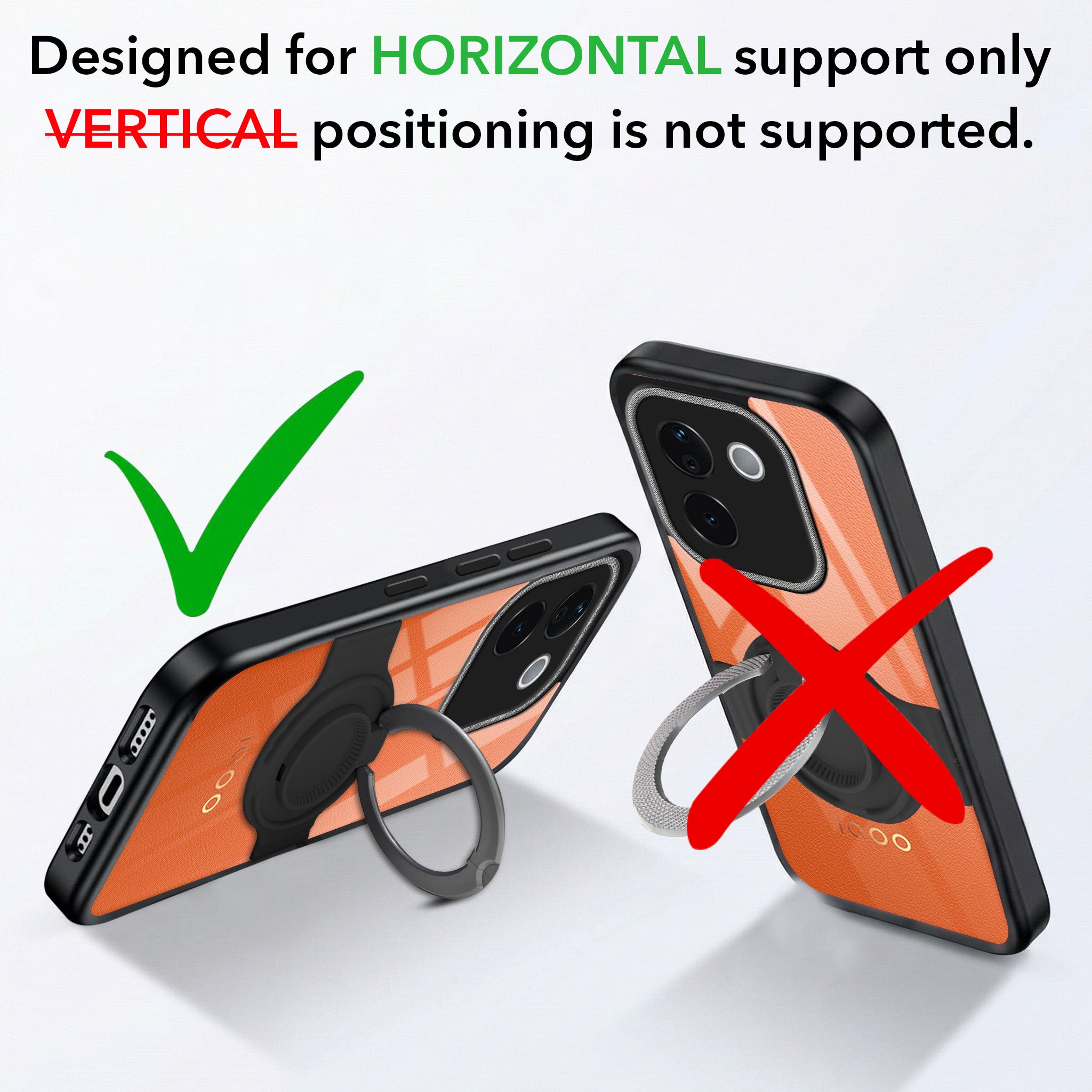 For Vivo iQOO Z9s Pro Back Cover Case with stand (Built-in Ring Holder Kickstand | Lifetime Anti Yellow | Camera Protection)