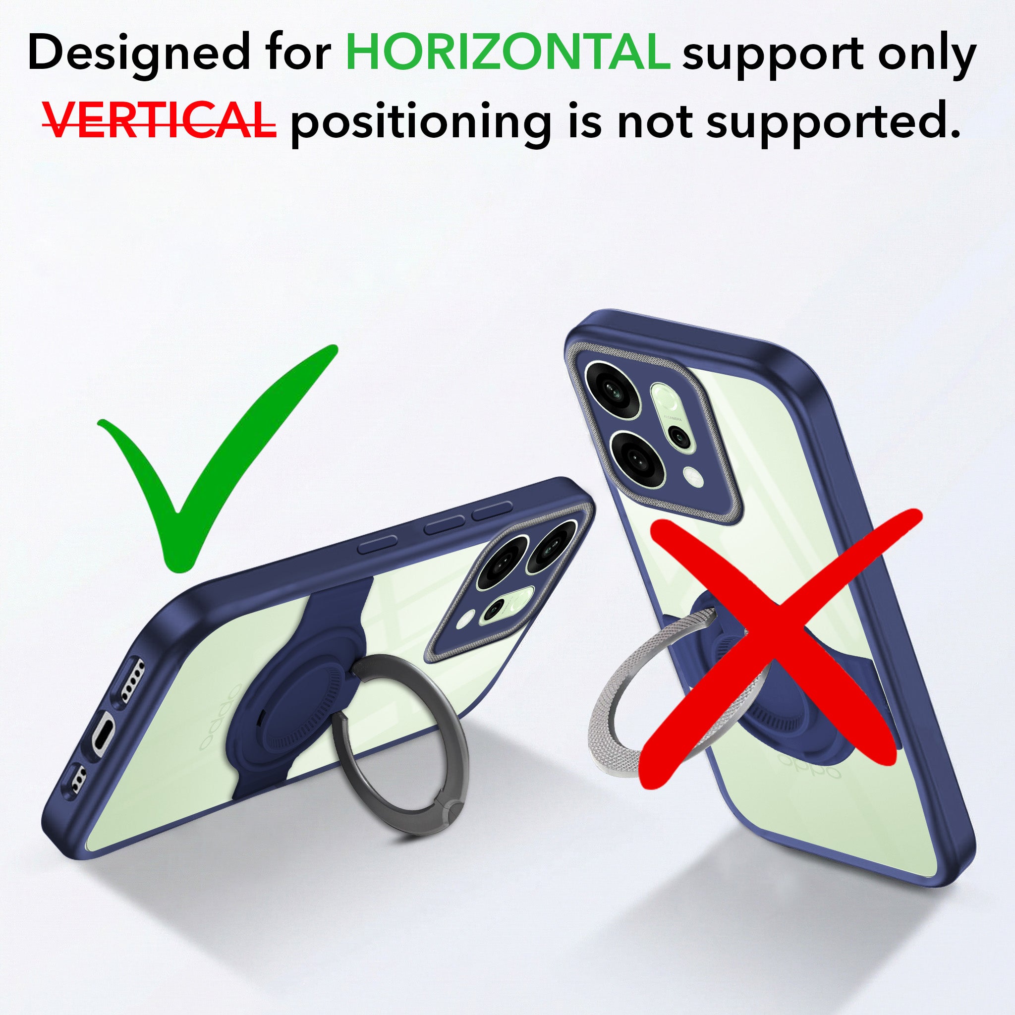 For Oppo Reno14 5G | Oppo Reno 14 5G Back Cover Case with stand (Built-in Ring Holder Kickstand | Lifetime Anti Yellow | Camera Protection)