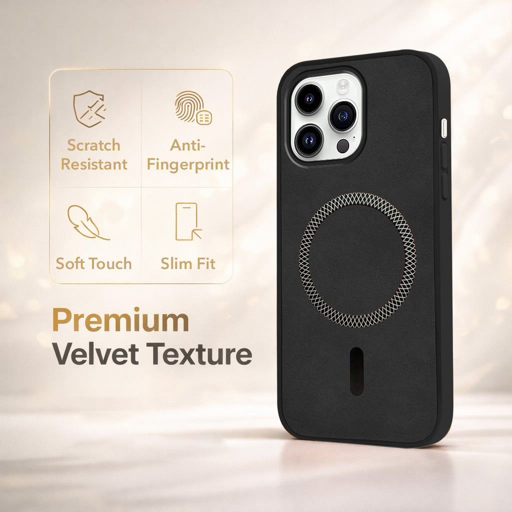 For Apple iPhone 14 Pro Back Cover Case Leather Finish (MagSafe Compatible Wireless Charging | Soft Touch | Camera Bump Protection)