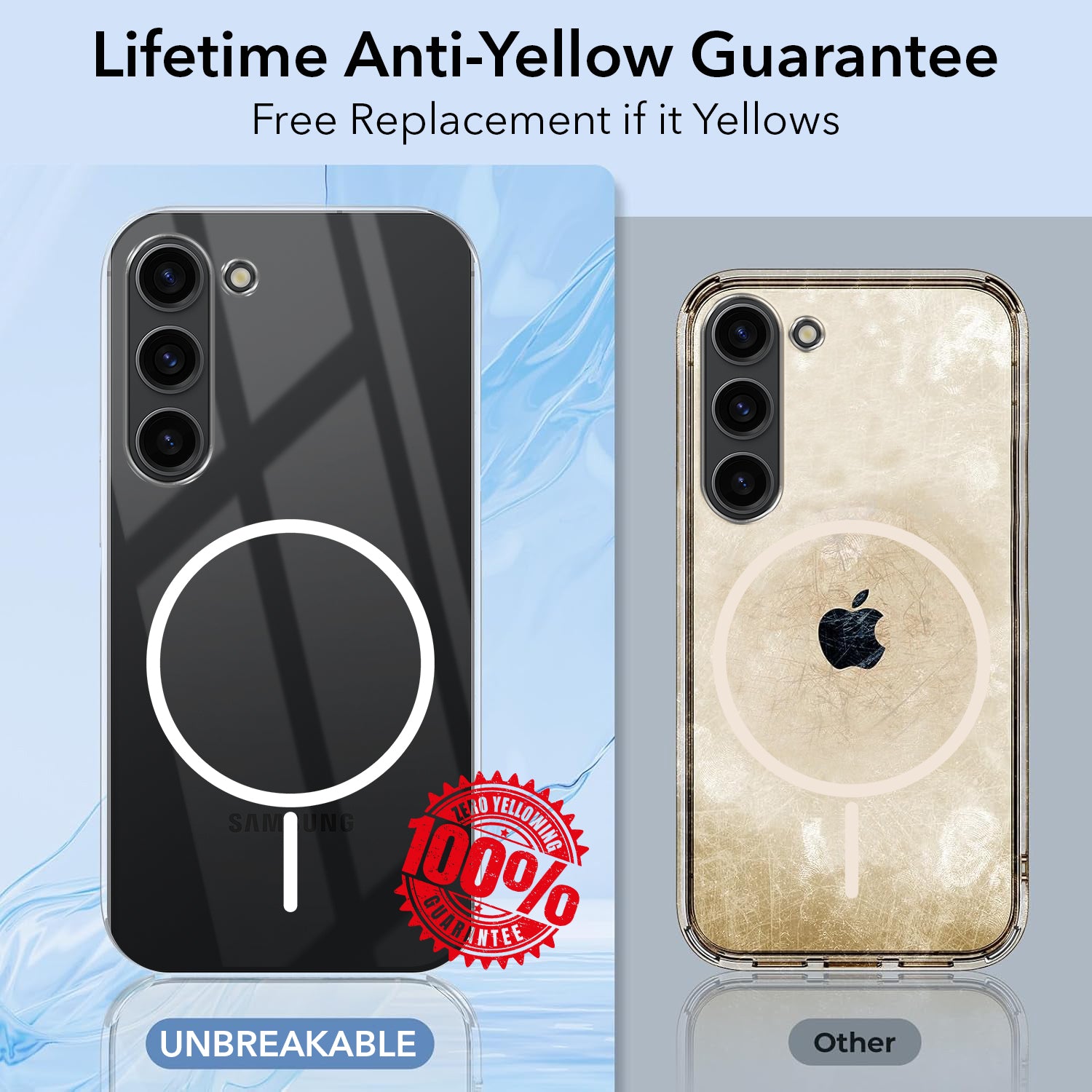 For Samsung Galaxy S23 5G Back Cover Case (Crystal Clear Case | MagSafe Wireless Charging Support | Hard Anti Yellow | Camera Protection Bump)