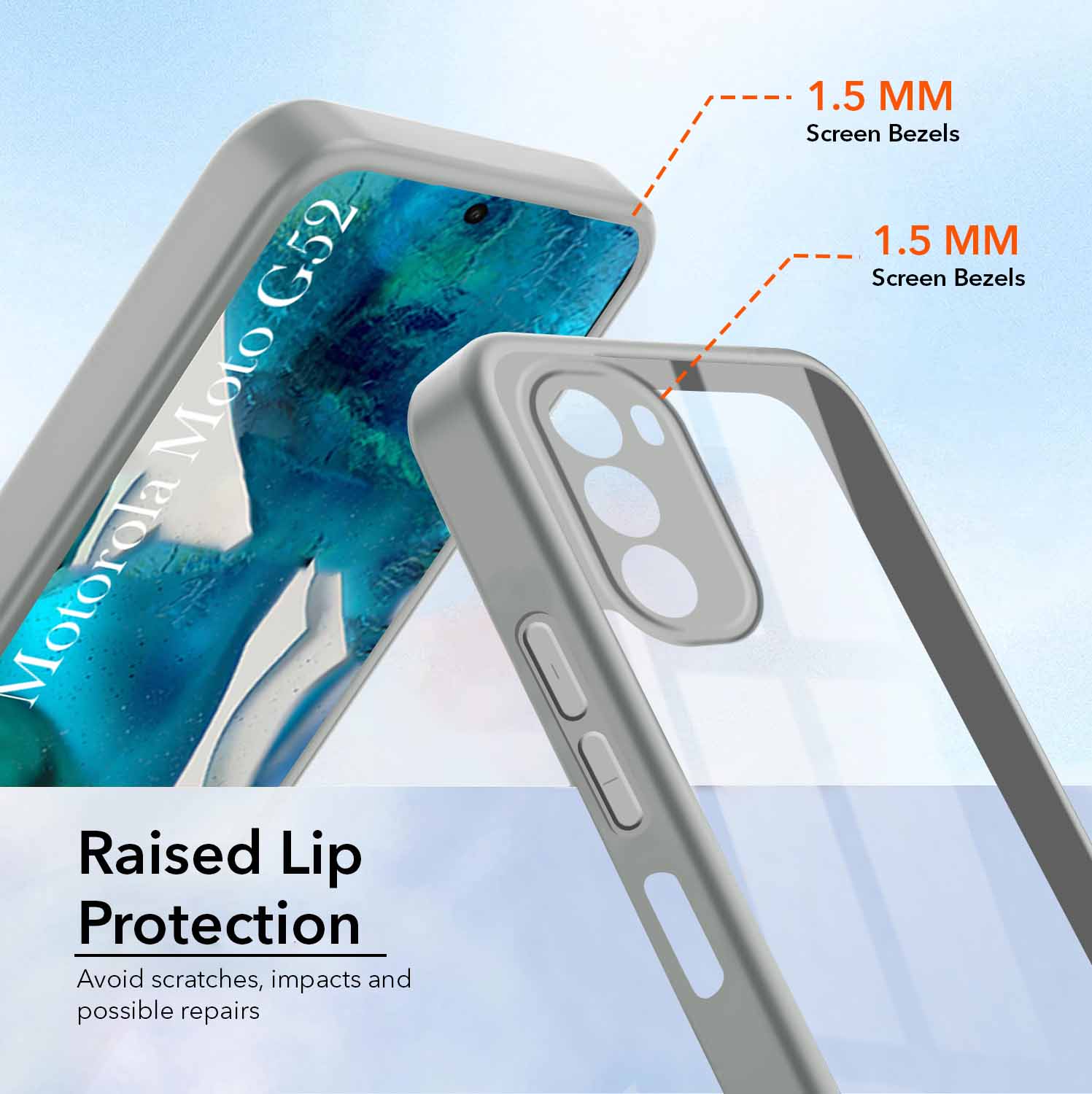 For Motorola Moto G52 5G Back Cover Case Ultra-Hybrid (Lifetime Anti Yellow | Anti Scratch | Crystal Clear Shockproof)
