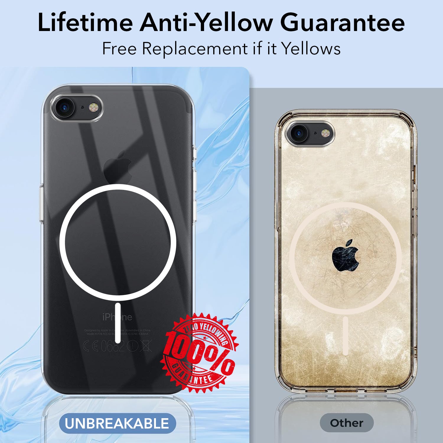 For iPhone SE 2020 | SE 2022 Back Cover Case (Crystal Clear Case | MagSafe Wireless Charging Support | Hard Anti Yellow | Camera Protection Bump)