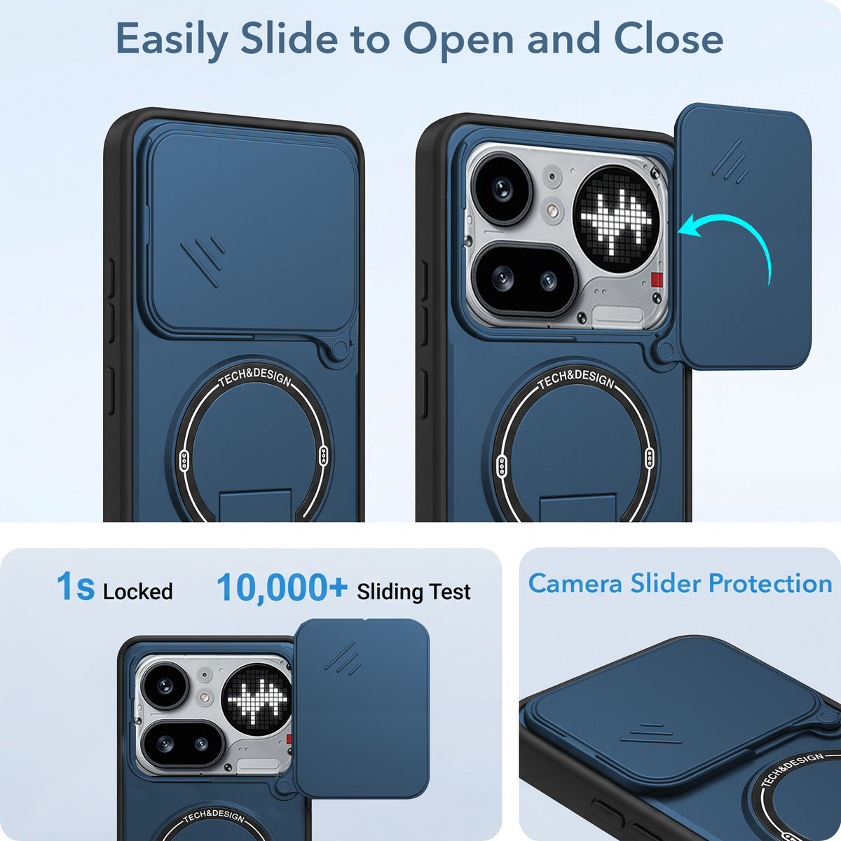For Nothing Phone 4A Pro 5G Back Case Cover Metallic (Hybrid Armor Kickstand | Sliding Shutter Camera Protection | MagSafe Compatible)