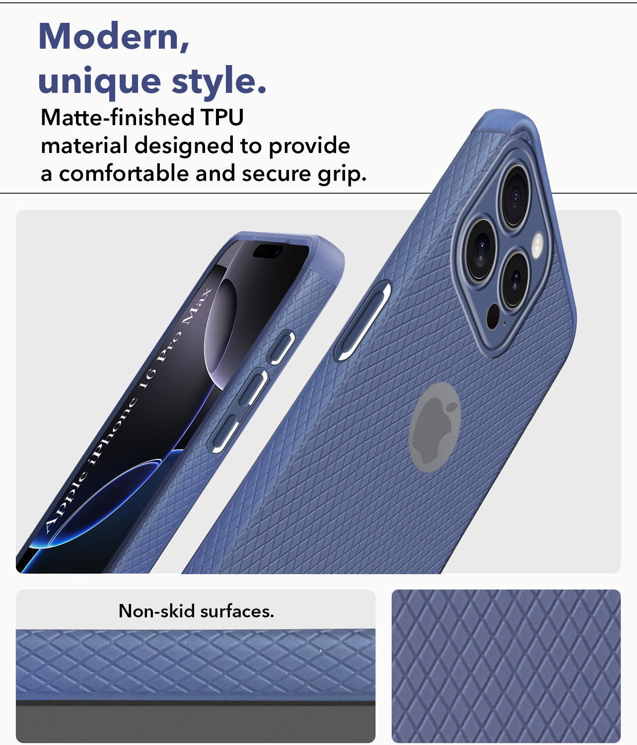 For Apple iPhone 16 Pro Max Back Cover Case (Liquid Silicone | Side Grip | Camera Protection)