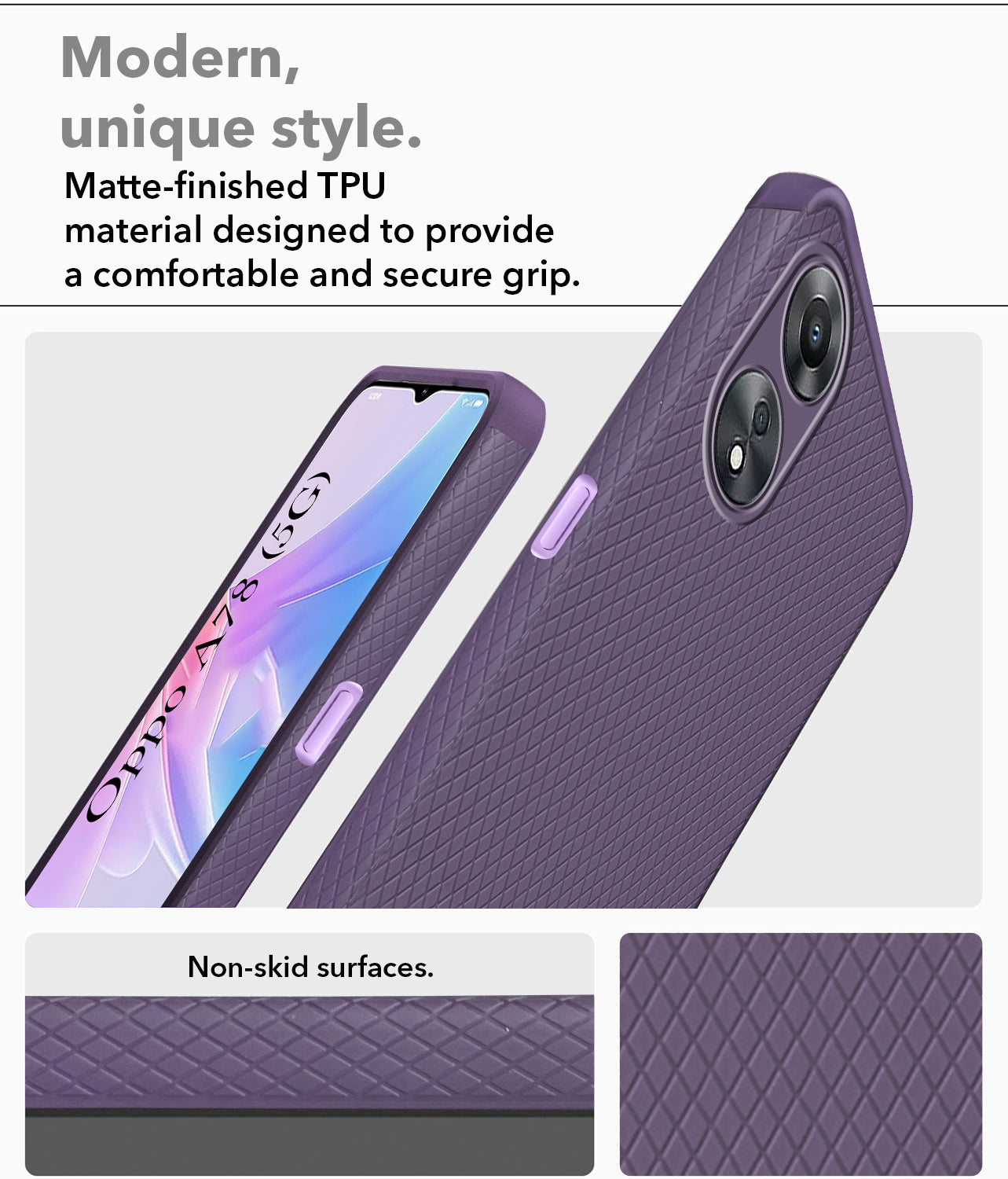 For Oppo A78 5G Back Cover Case (Liquid Silicone | Side Grip | Camera Protection)
