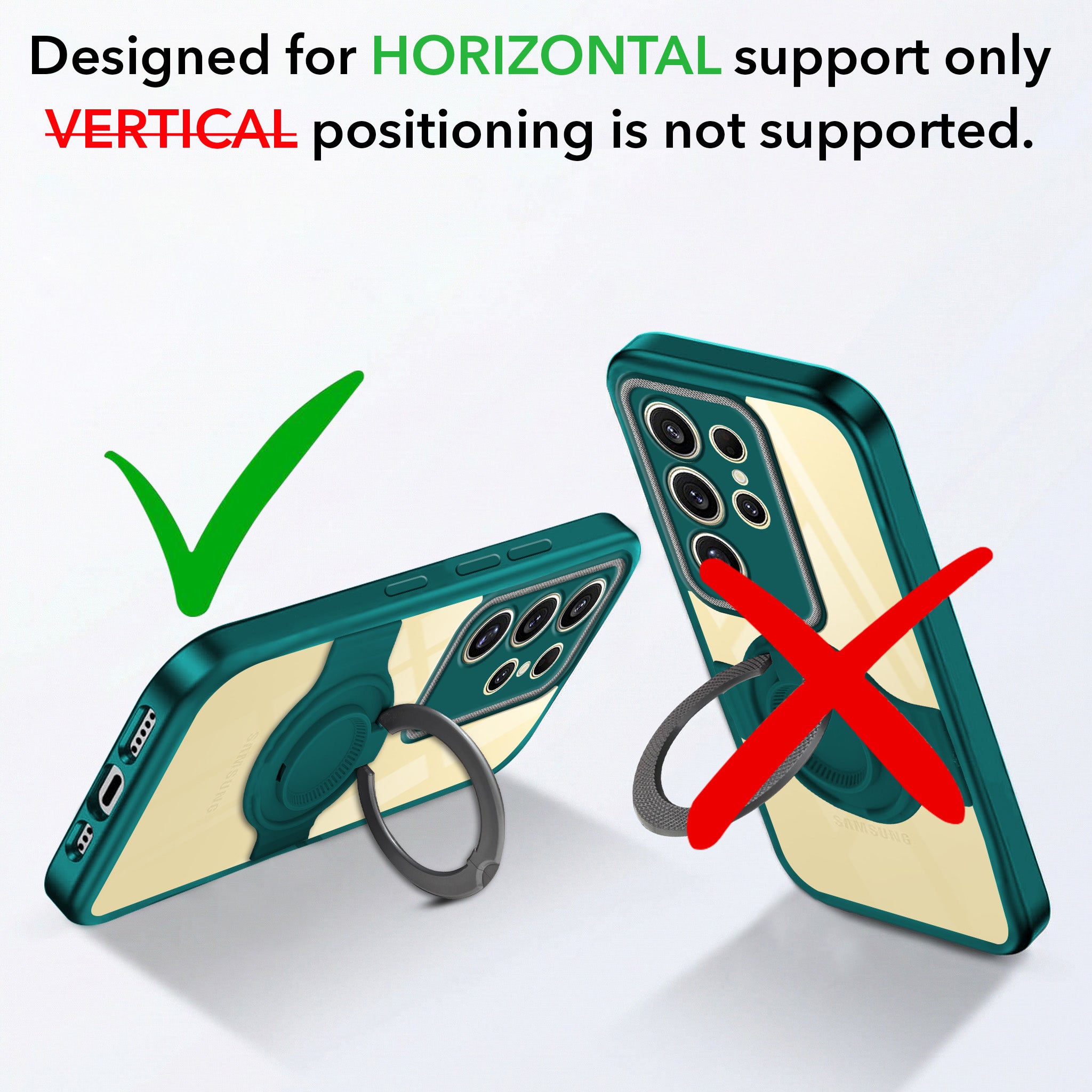 For Samsung Galaxy S24 Ultra Back Cover Case with stand (Built-in Ring Holder Kickstand | Lifetime Anti Yellow | Camera Protection)