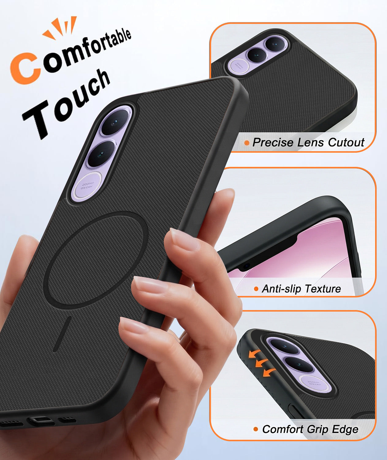 For Vivo V70 FE 5G Back Cover Case PU Leather (Texture Grip Design | Professional Minimalist | Camera Protection | Soft and Flexible)