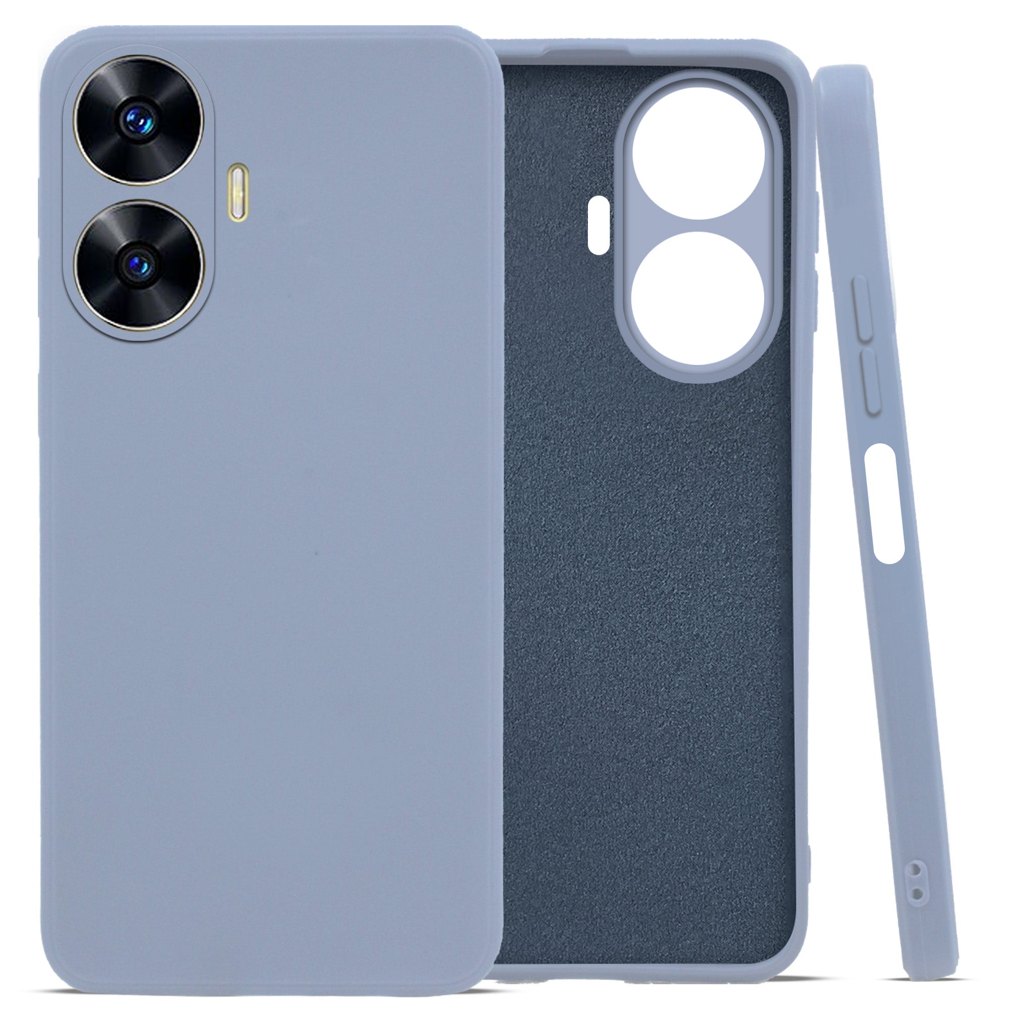 For Realme C55 Back Cover Case (Matte Silicone with Inside Fiber Cloth |Black)