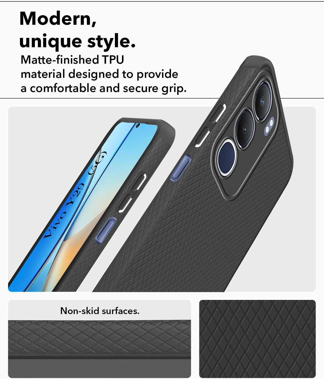 For Vivo Y29  Back Cover Case (Liquid Silicone | Side Grip | Camera Protection)