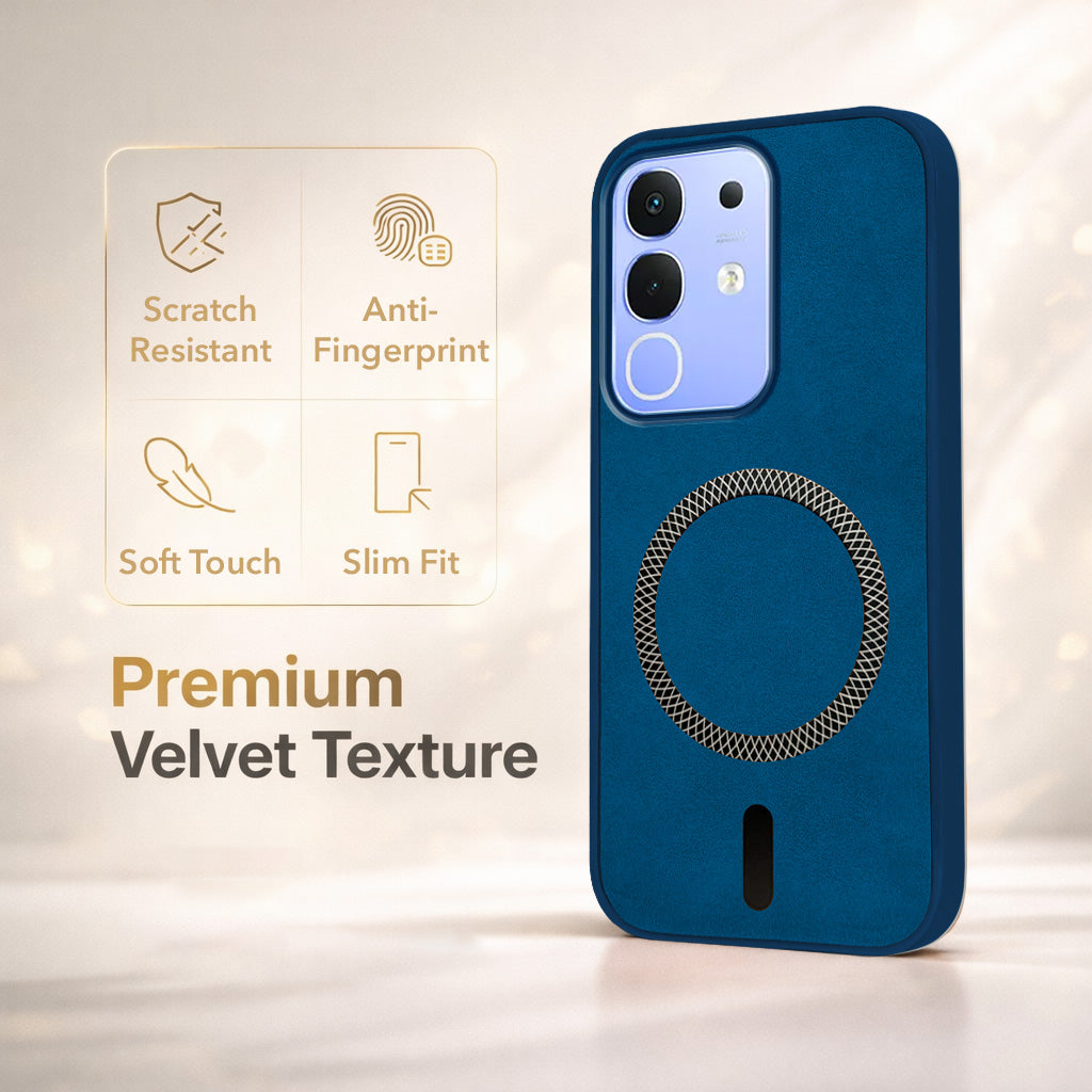 For Vivo iQOO Z10x Back Cover Case Leather Finish (MagSafe Compatible Wireless Charging | Soft Touch | Camera Bump Protection)