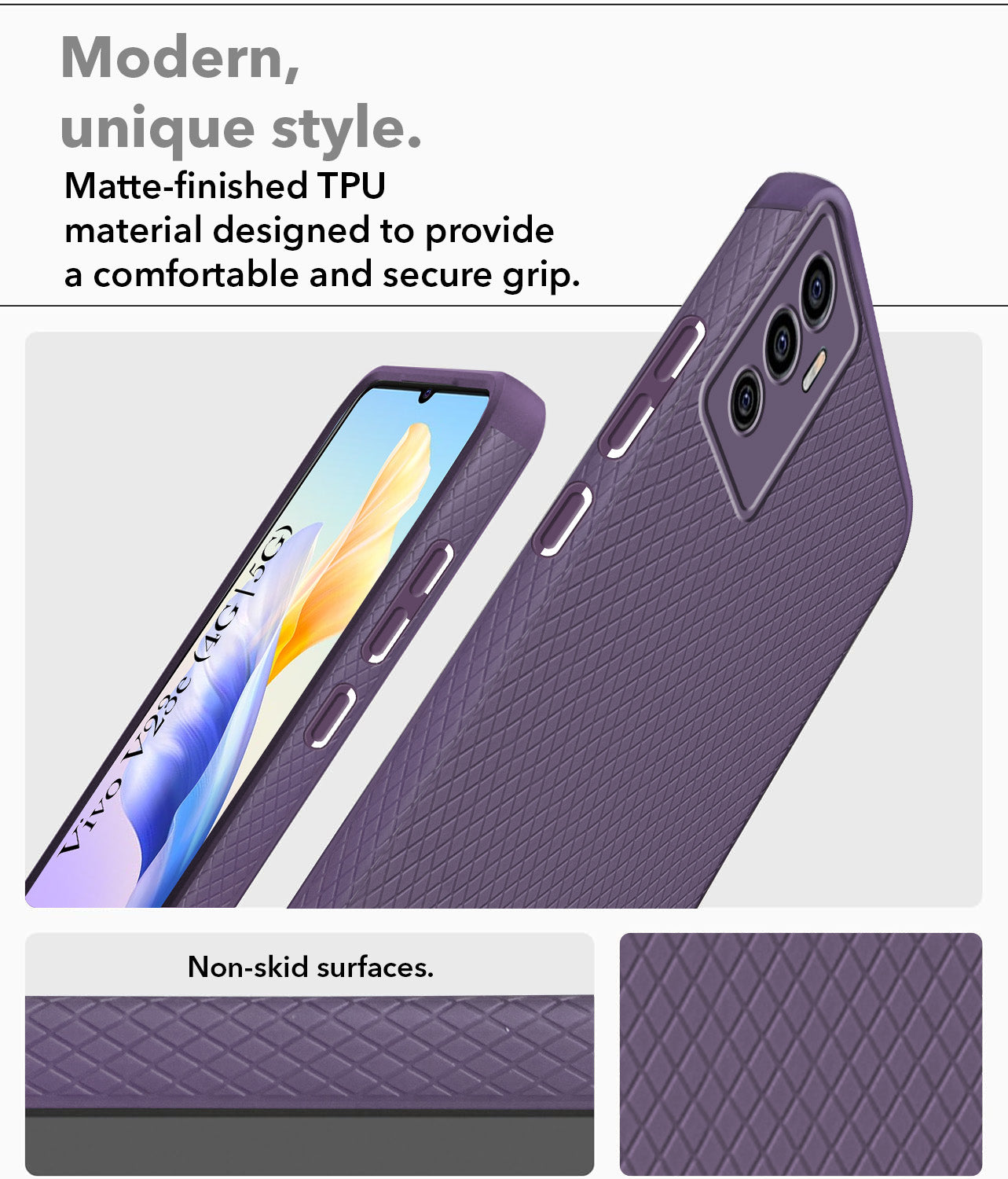 For Vivo V23e 4G | 5G Back Cover Case (Liquid Silicone | Side Grip | Camera Protection)