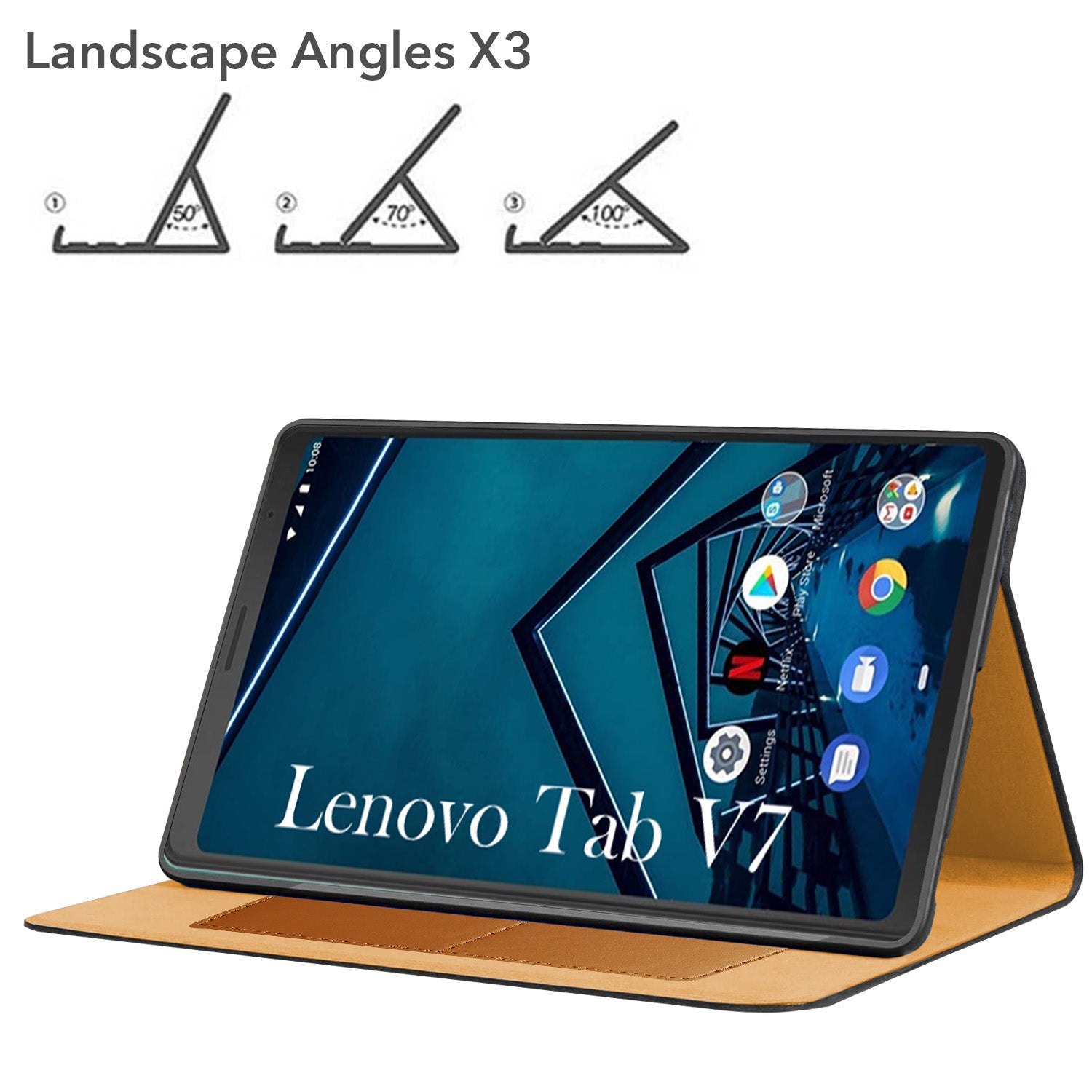 For Lenovo Tab V7 6.95 Inch PB-6505M/6505MC Flip Cover Folio Cover (PU Leather | Multi-Angle Smart Stand | Card Storage Slots | Silicone Back Pouch)