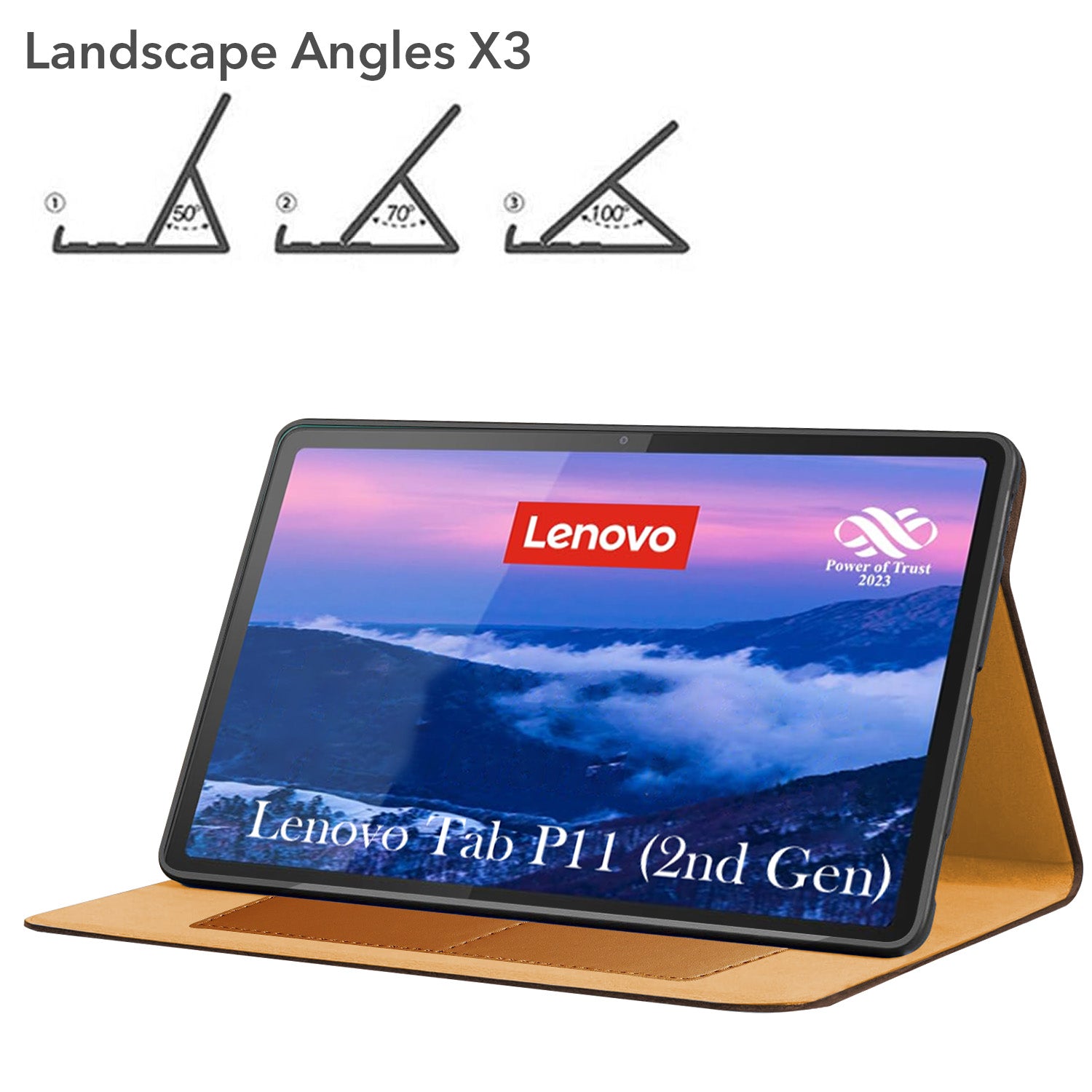 For Lenovo Tab P11 Gen 2 11.5 Inch (X350XU) Flip Cover Folio Cover (PU Leather | Multi-Angle Smart Stand | Card Storage Slots | Silicone Back Pouch)