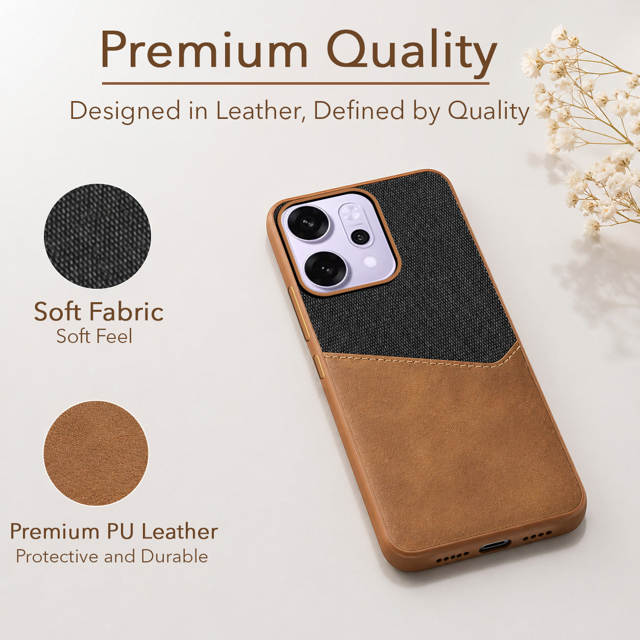 For Oppo Reno14 Pro 5G | Oppo Reno 14 Pro 5G Back Cover Case (Dual PU Leather Stitch | Professional Minimalist | Soft and Flexible)