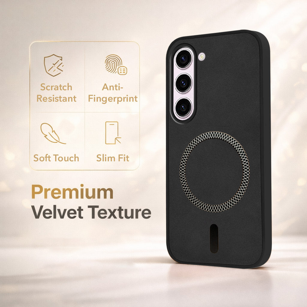 For Samsung Galaxy S23 5G Back Cover Case (Sleek Leather Finish | MagSafe Compatible Wireless Charging | Camera Bump Protection)