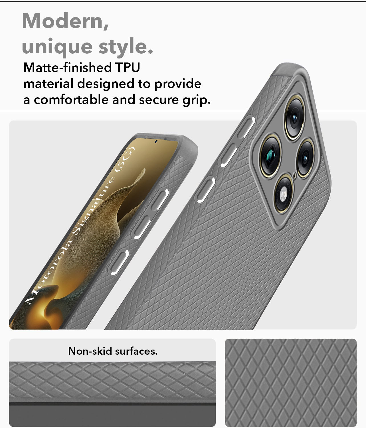 For Motorola Moto Signature 5G Back Cover Case Liquid Silicone (Camera Protection | Side Grip Texture | Soft and Flexible)