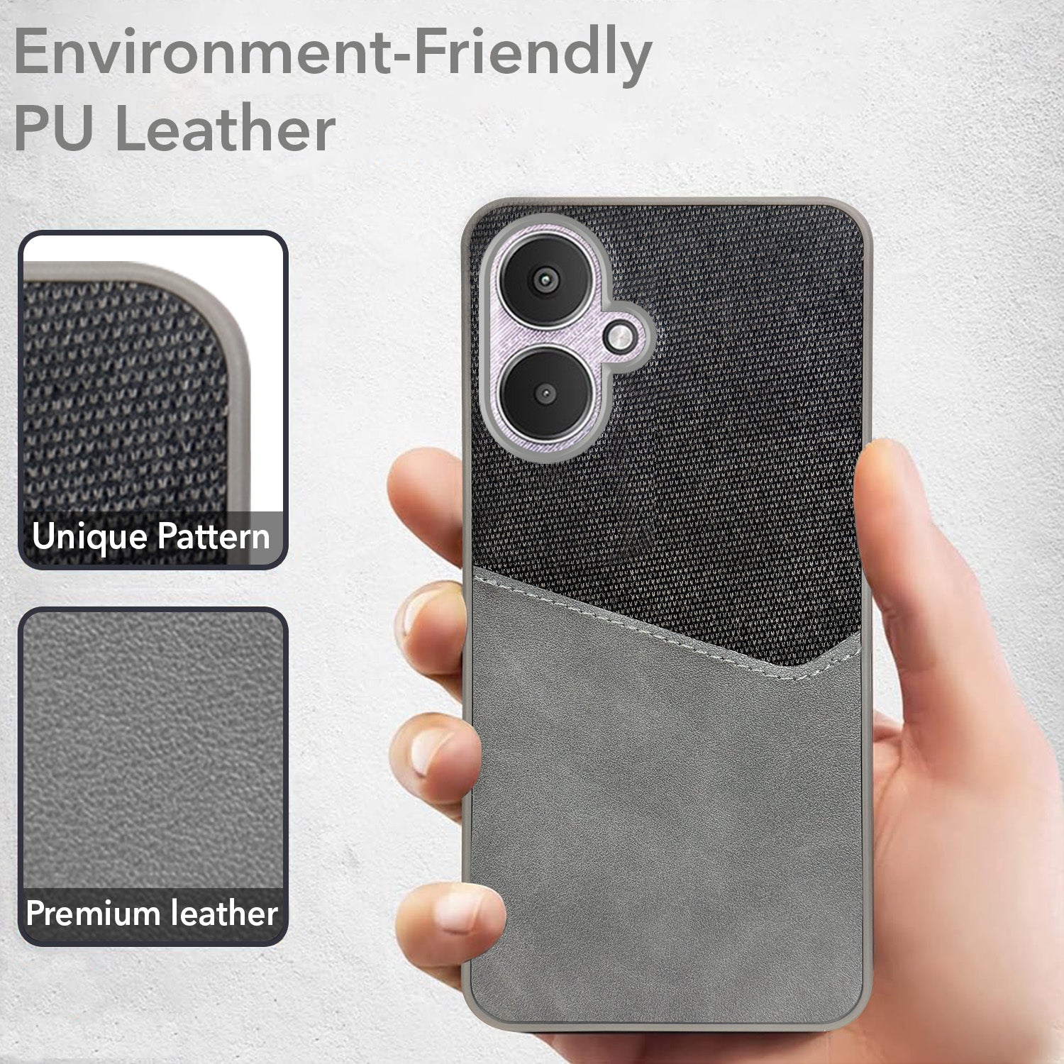 For Redmi 13C 5G Back Cover Case (Dual PU Leather Stitch | Professional Minimalist | Soft and Flexible)