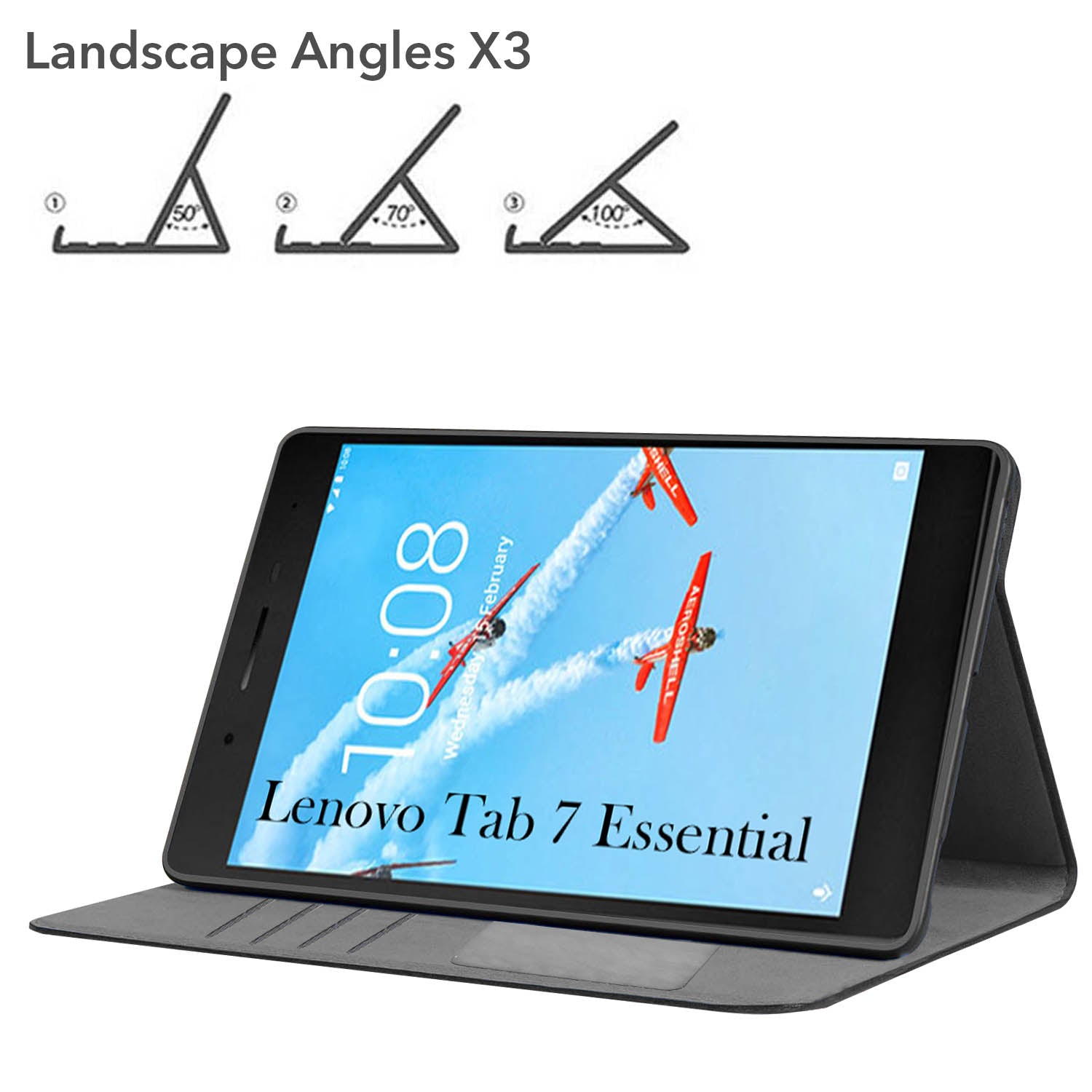 For Flip Cover Folio Case Lenovo Tab 7 Essential (TB-7304I, TB-7304X, TB-7304F) 7 Inch (PU Leather | Multi-Angle Smart Stand | Card Storage Slots | Silicone Back Pouch)