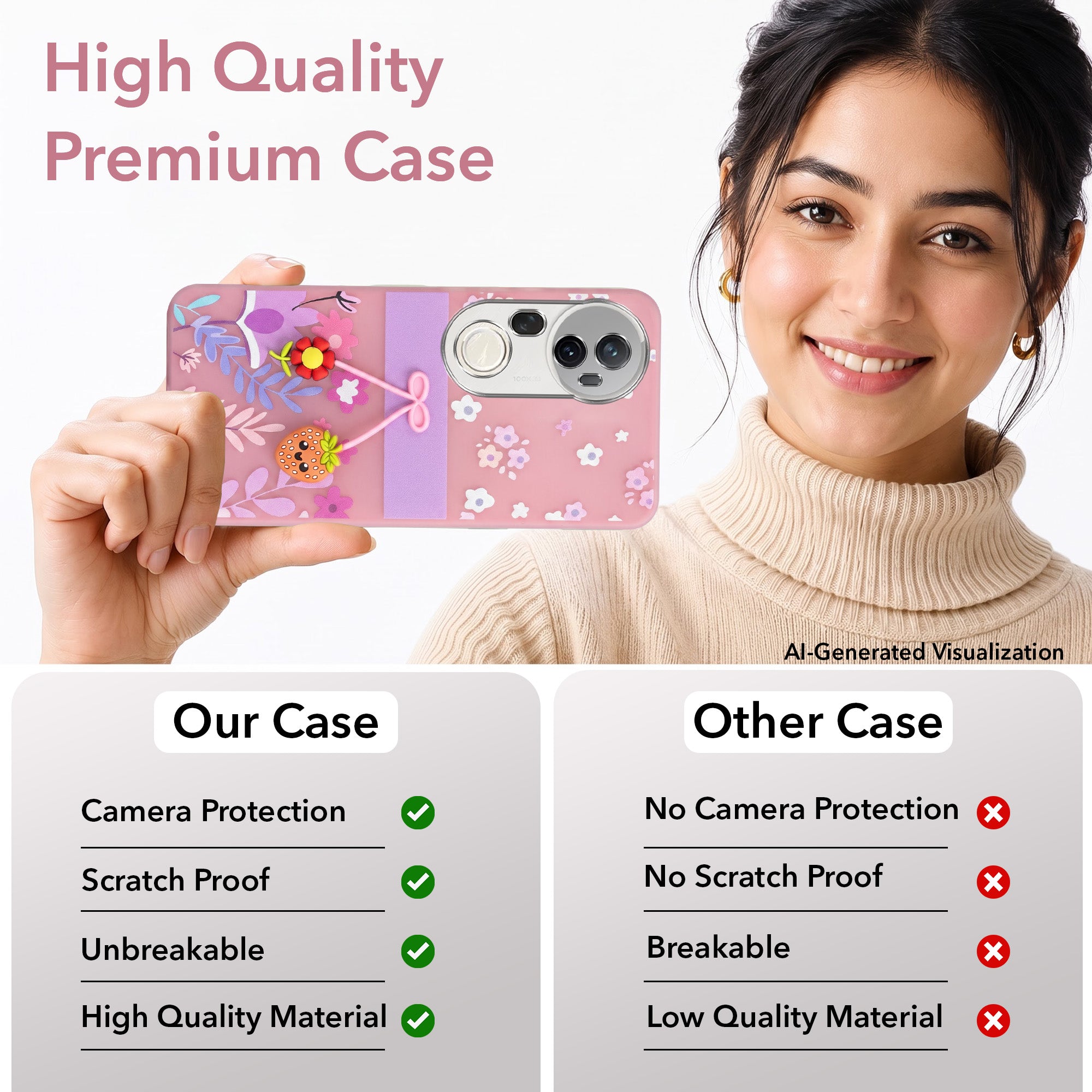 For Vivo T4 Ultra Back Cover Case (3D Cute Cartoons | Hard Back Side Soft | Matte Premium Finish | HD Printing)