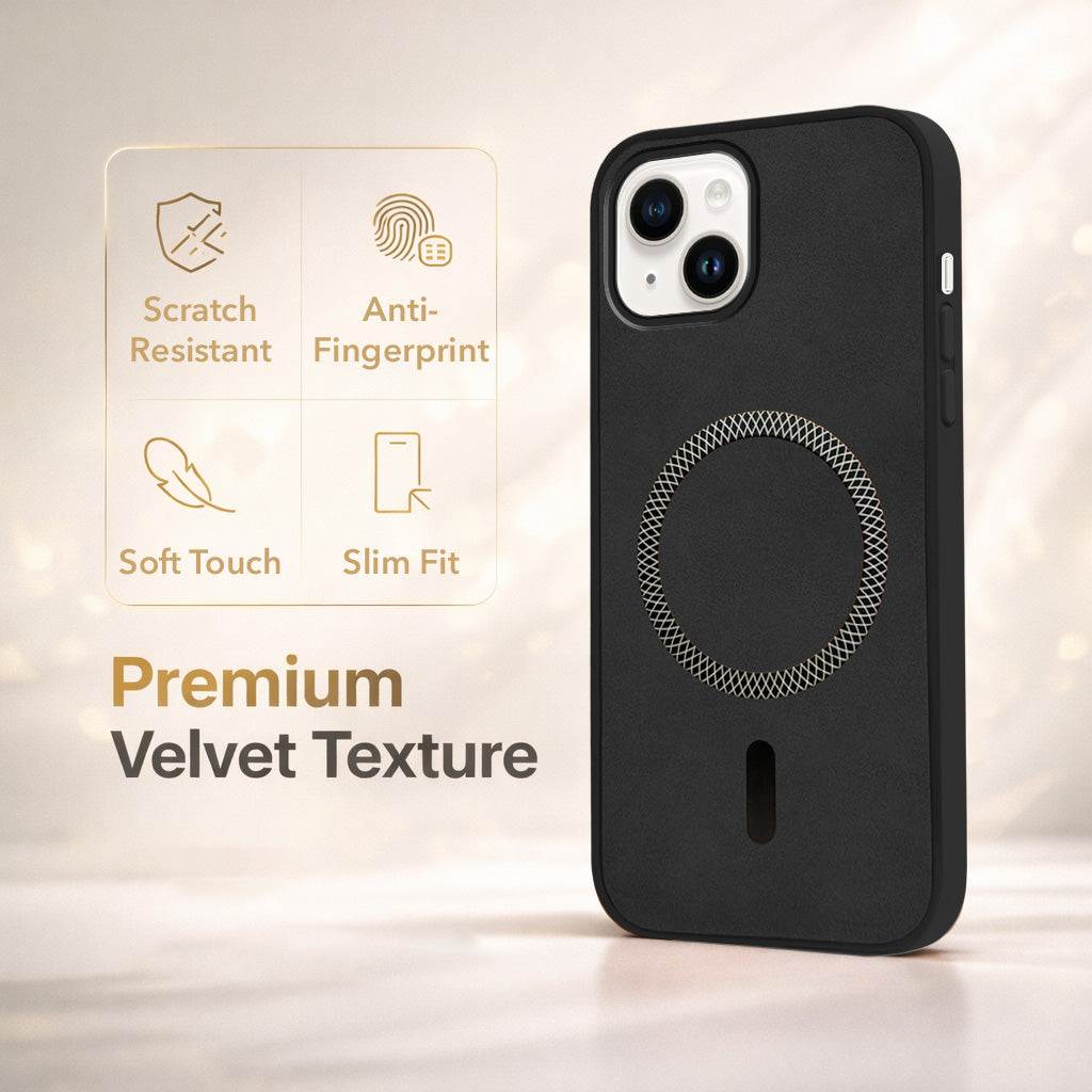 For Apple iPhone 14 Plus Back Cover Case Leather Finish (MagSafe Compatible Wireless Charging | Soft Touch | Camera Bump Protection)