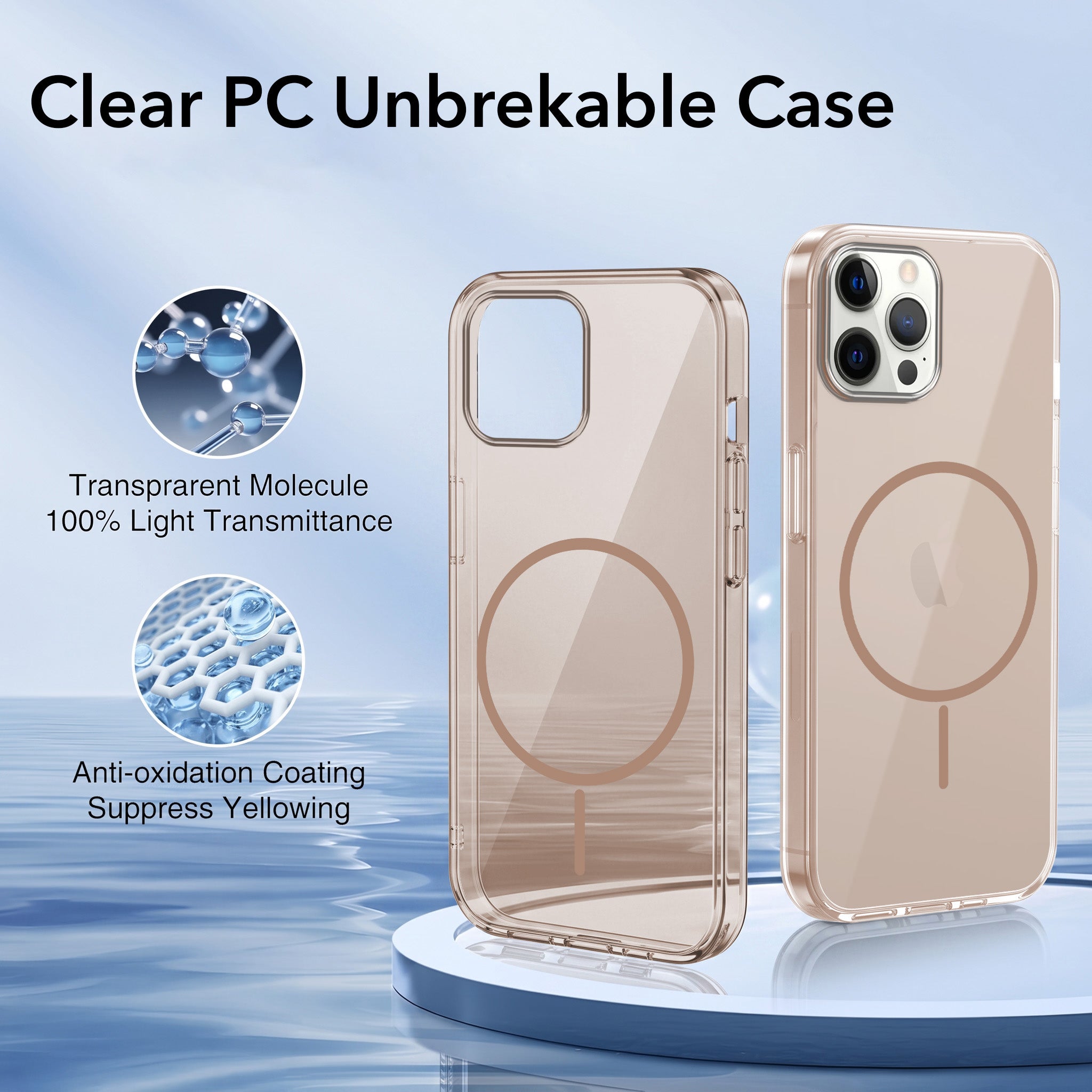 For Apple iPhone 12 Pro Max Back Case Cover Crystal Anti Yellow (Unbreakable PC | MagSafe Wireless Charging Support |Camera Protection Bump)