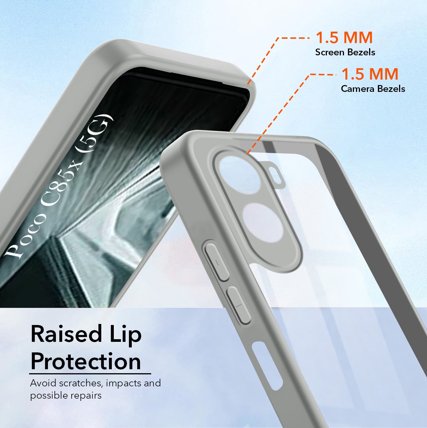 For Poco C85x 5G Back Cover Case Ultra-Hybrid (Lifetime Anti Yellow | Anti Scratch | Crystal Clear Shockproof)